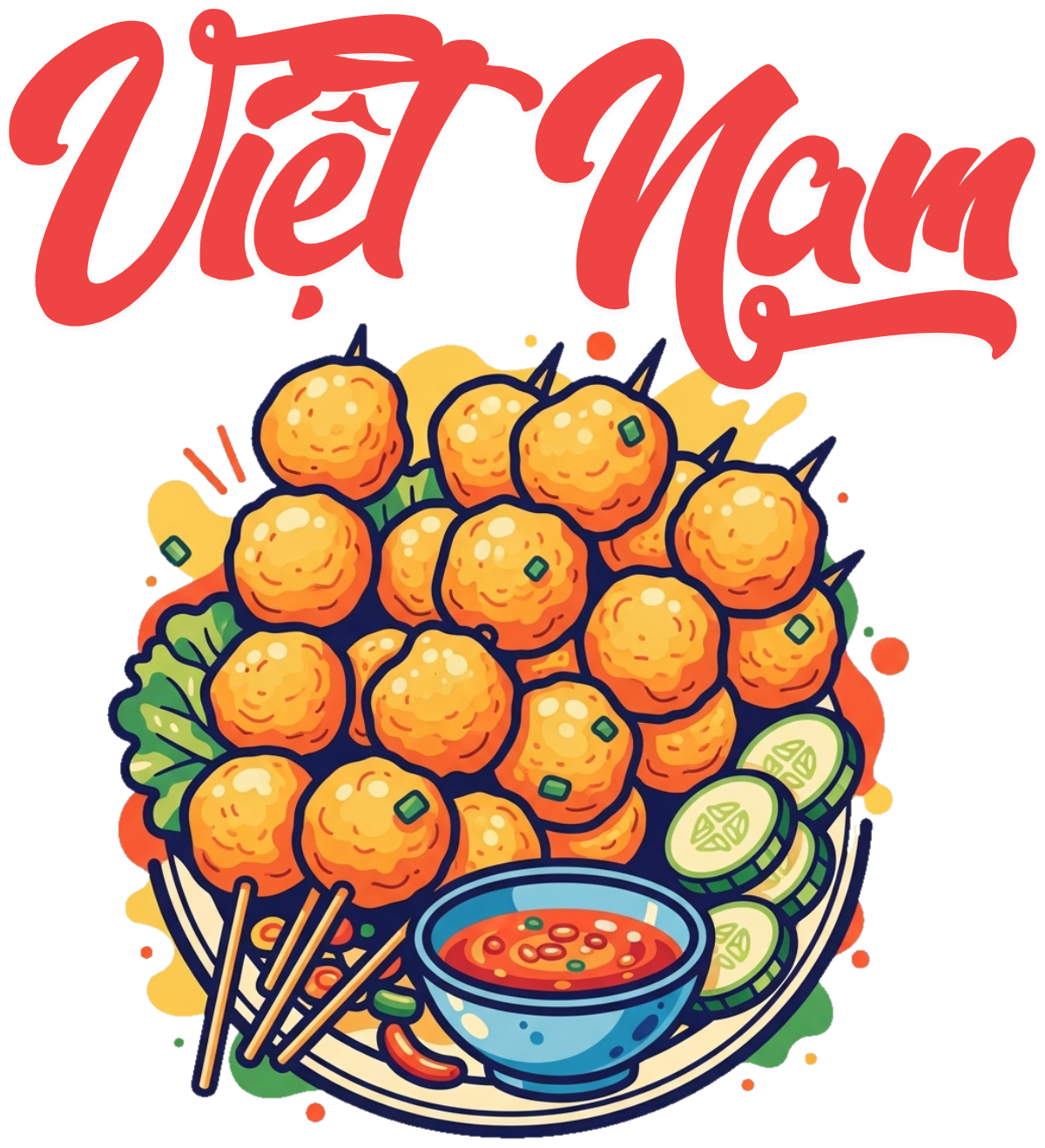 Áo Thun Trắng Việt Nam Hình Cá Viên Chiên Độc Đáo - 040426-17-21-XNF