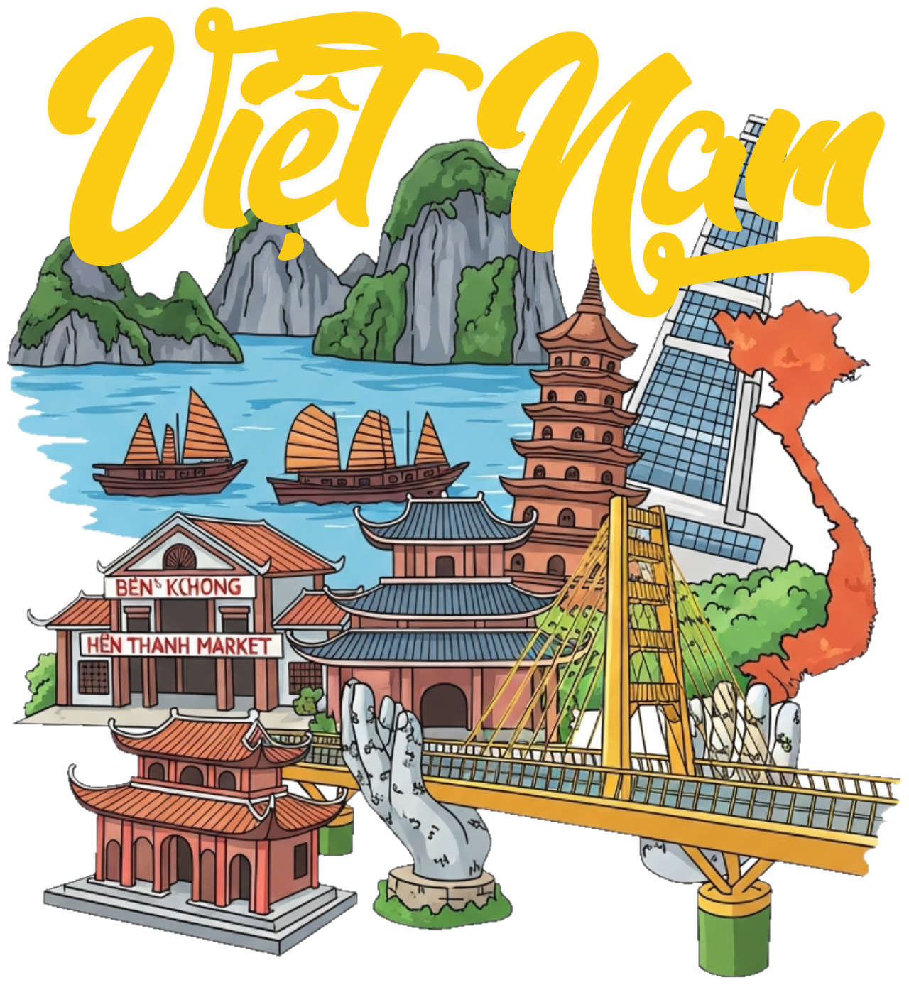 Áo Thun Việt Nam Địa Danh Nổi Tiếng Hoạt Hình - 040426-21-30-EOH