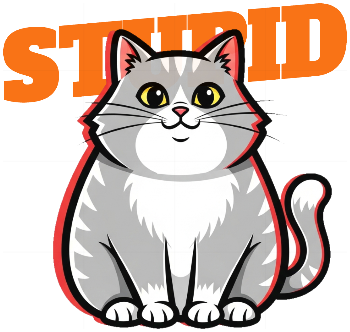 Áo Thun Màu Kem In Hình Mèo Béo STUPID Cá Tính - 040426-21-56-LBZ