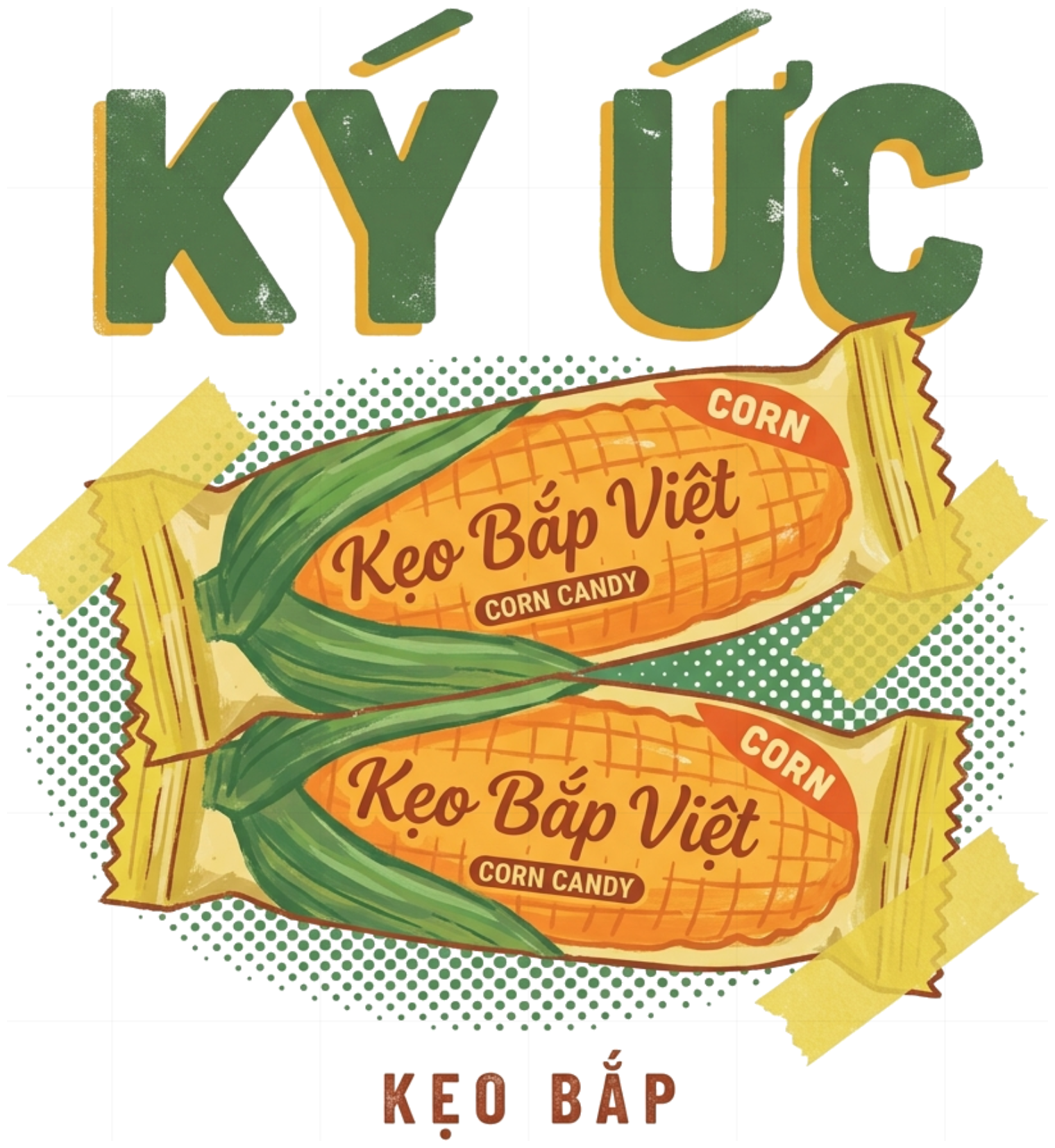 Áo Thun Trắng In Hình Kẹo Bắp Ký Ức Tuổi Thơ Retro Vintage Form Rộng Cotton Co Giãn - 040826-14-41-IZB