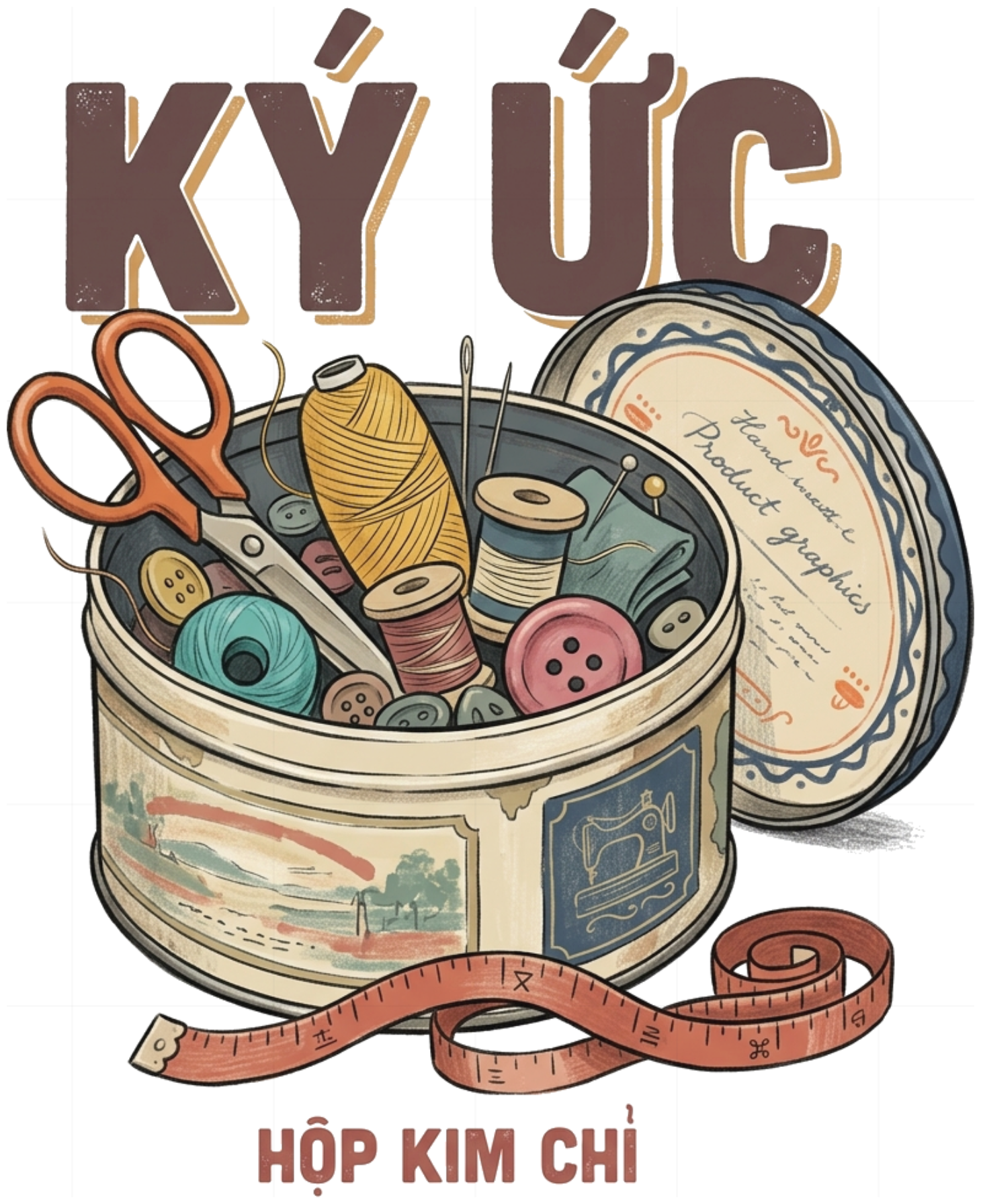Áo Thun Trắng Ký Ức Tuổi Thơ Hộp Kim Chỉ Vintage Retro Cotton Form Rộng - 040826-15-16-QEU