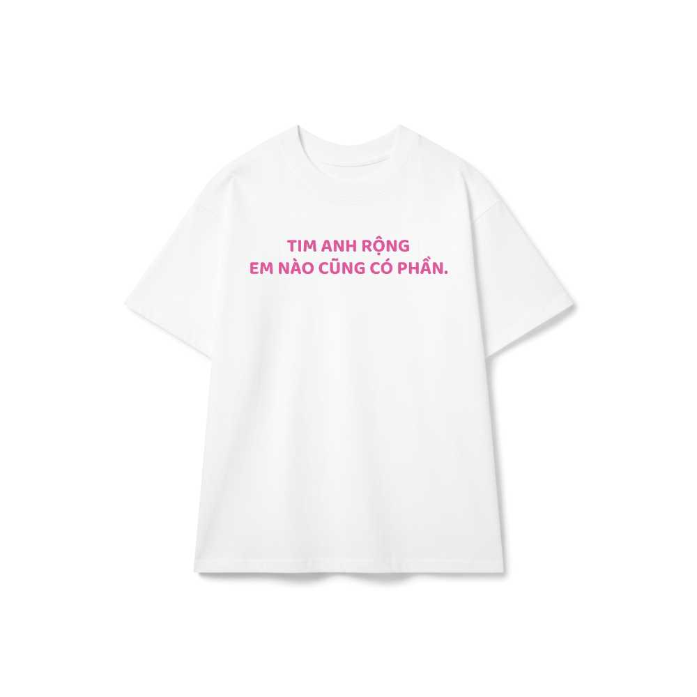 Áo Thun Unisex Trắng In Chữ Tim Anh Rộng Form Rộng Cotton Co Giãn 050626-14-44-FVE