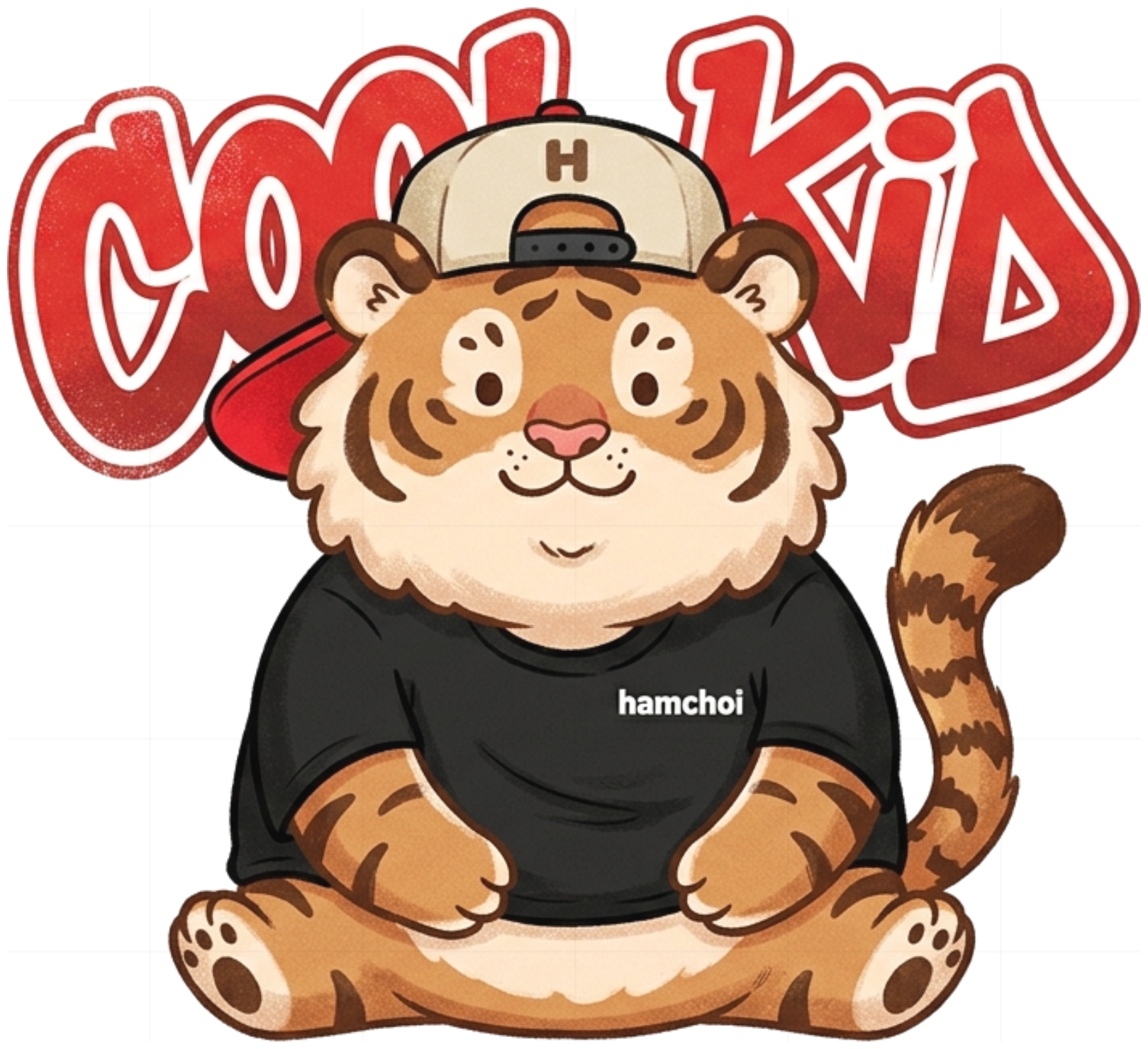 Áo thun trẻ em VNXK HAMCHOI Trắng form thoải mái Chubby Tiger Cool Kid Tee - 050826-16-58-TPL