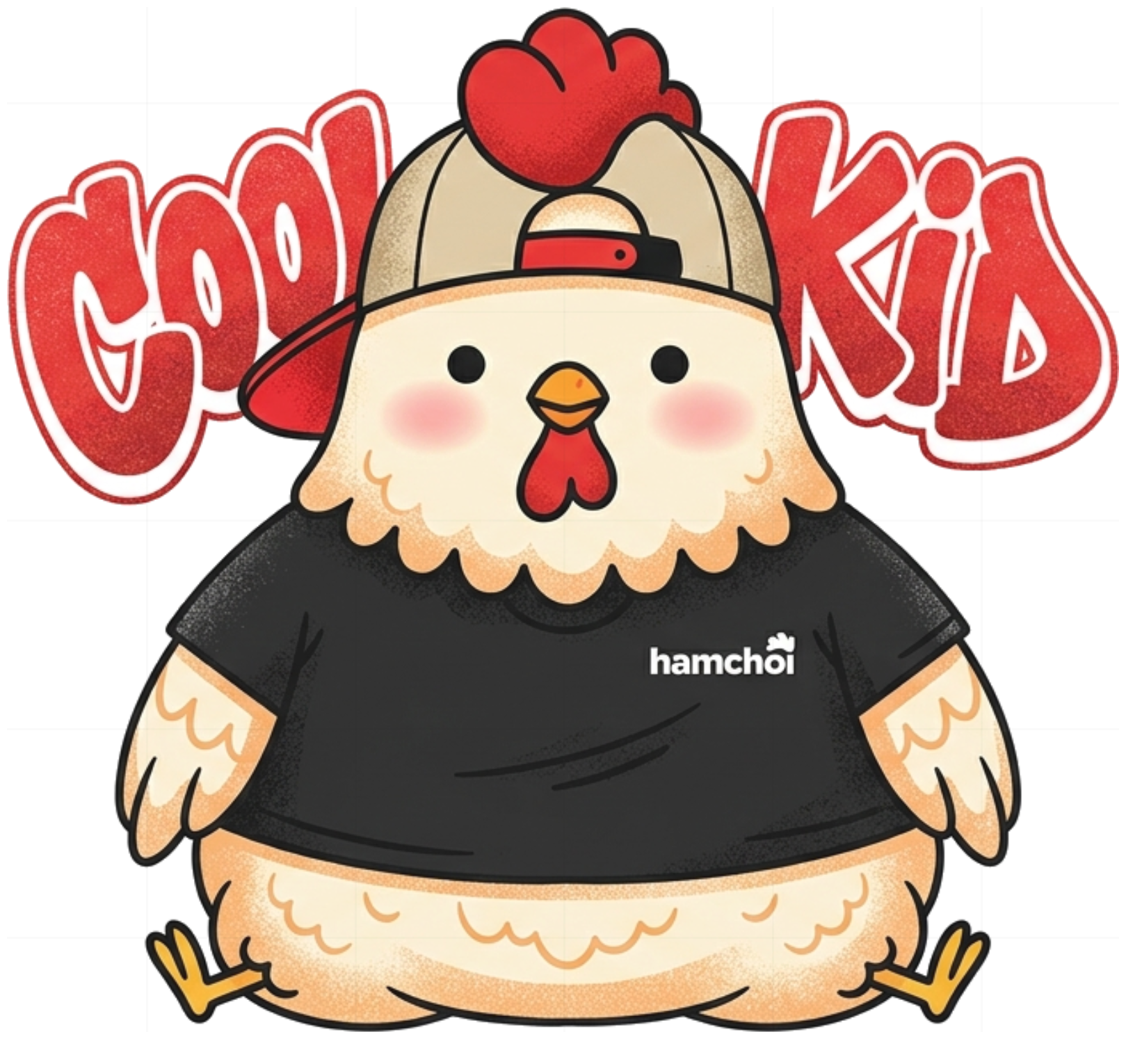 Áo thun trẻ em VNXK HAMCHOI Trắng cotton co giãn Chubby Rooster Tee - 050826-17-03-CUY