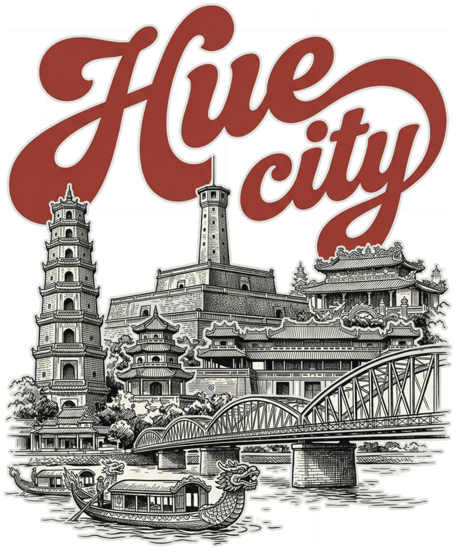 Áo Thun Huế City Vintage Retro 1970s Cotton Form Rộng Cao Cấp - 050926-14-42-ISG