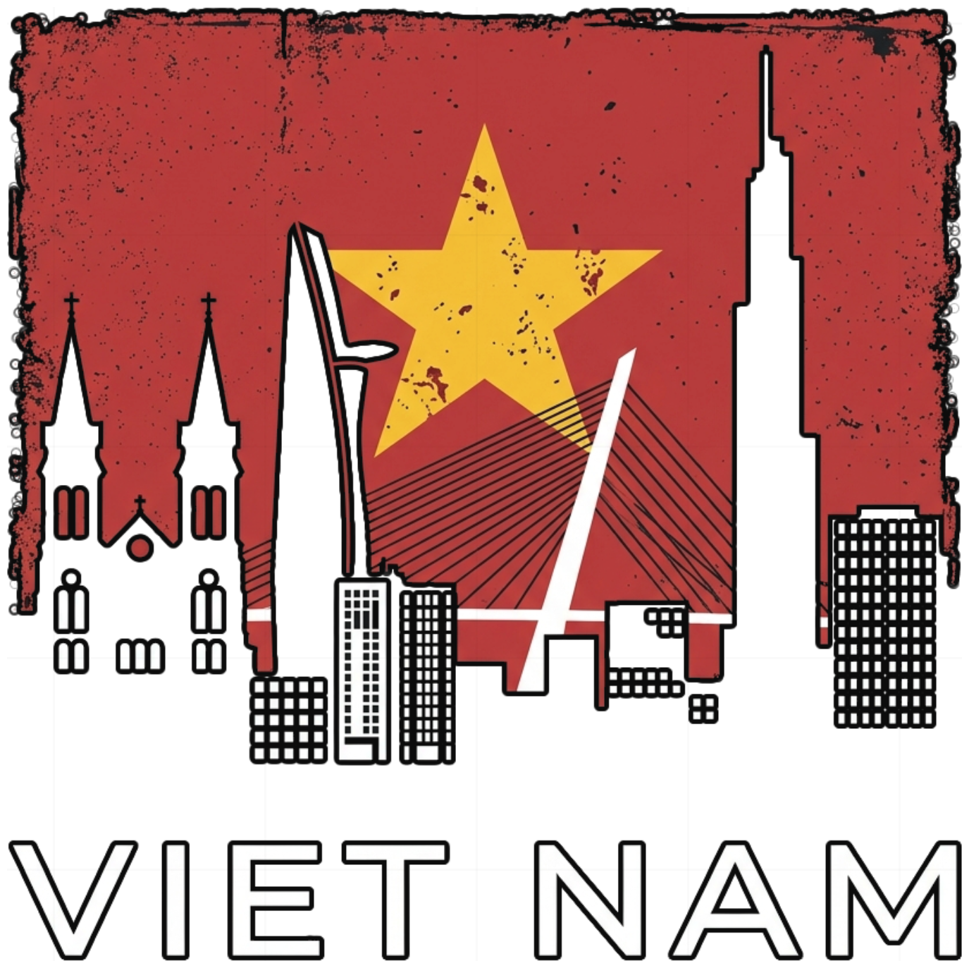 Áo Phông Streetwear In Hình Skyline Việt Nam Form Rộng Cotton Cao Cấp - 050926-15-09-BPQ