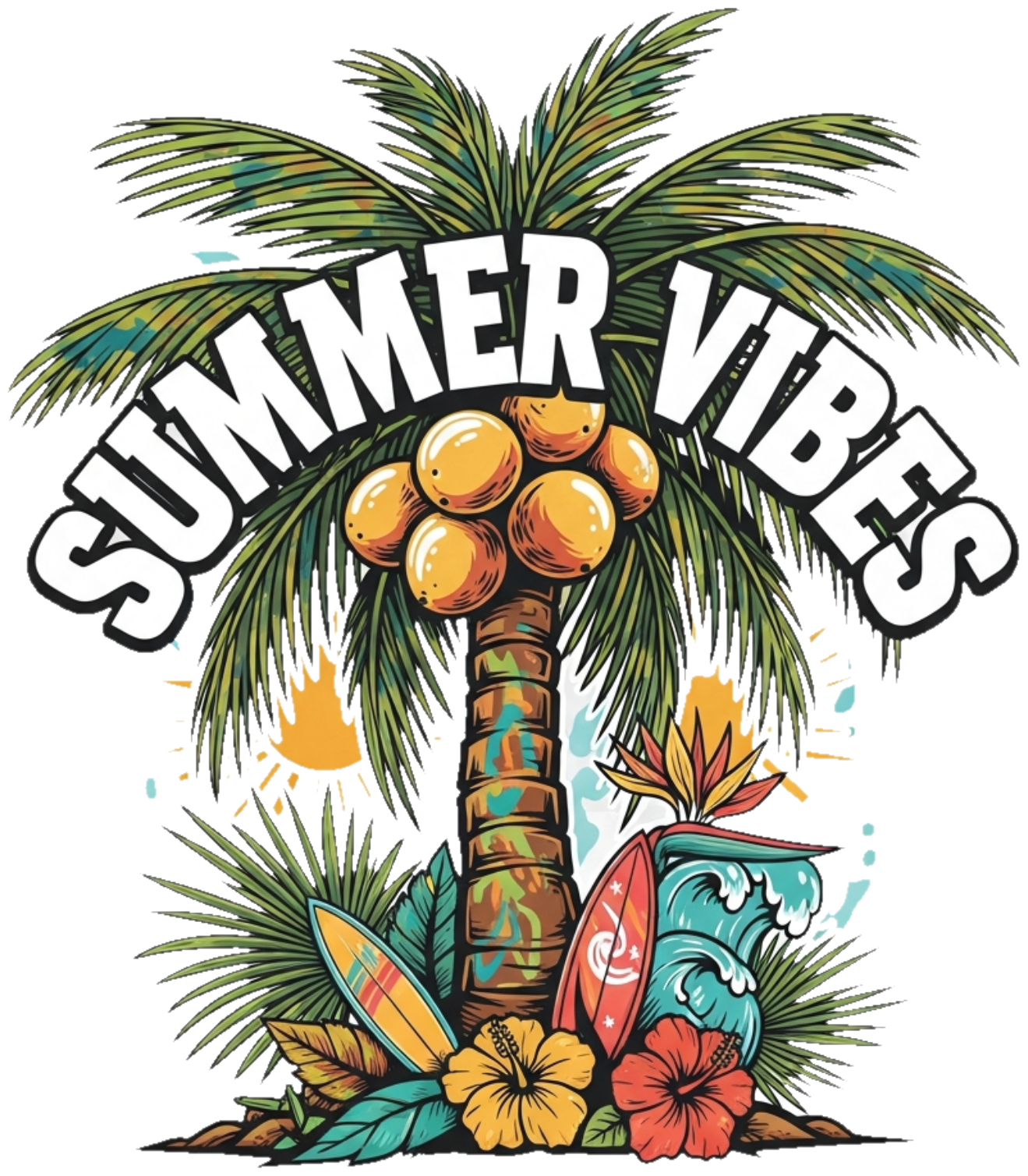 Áo Thun Màu Kem Tropical Summer Streetwear - Design - 060426-16-46-STX