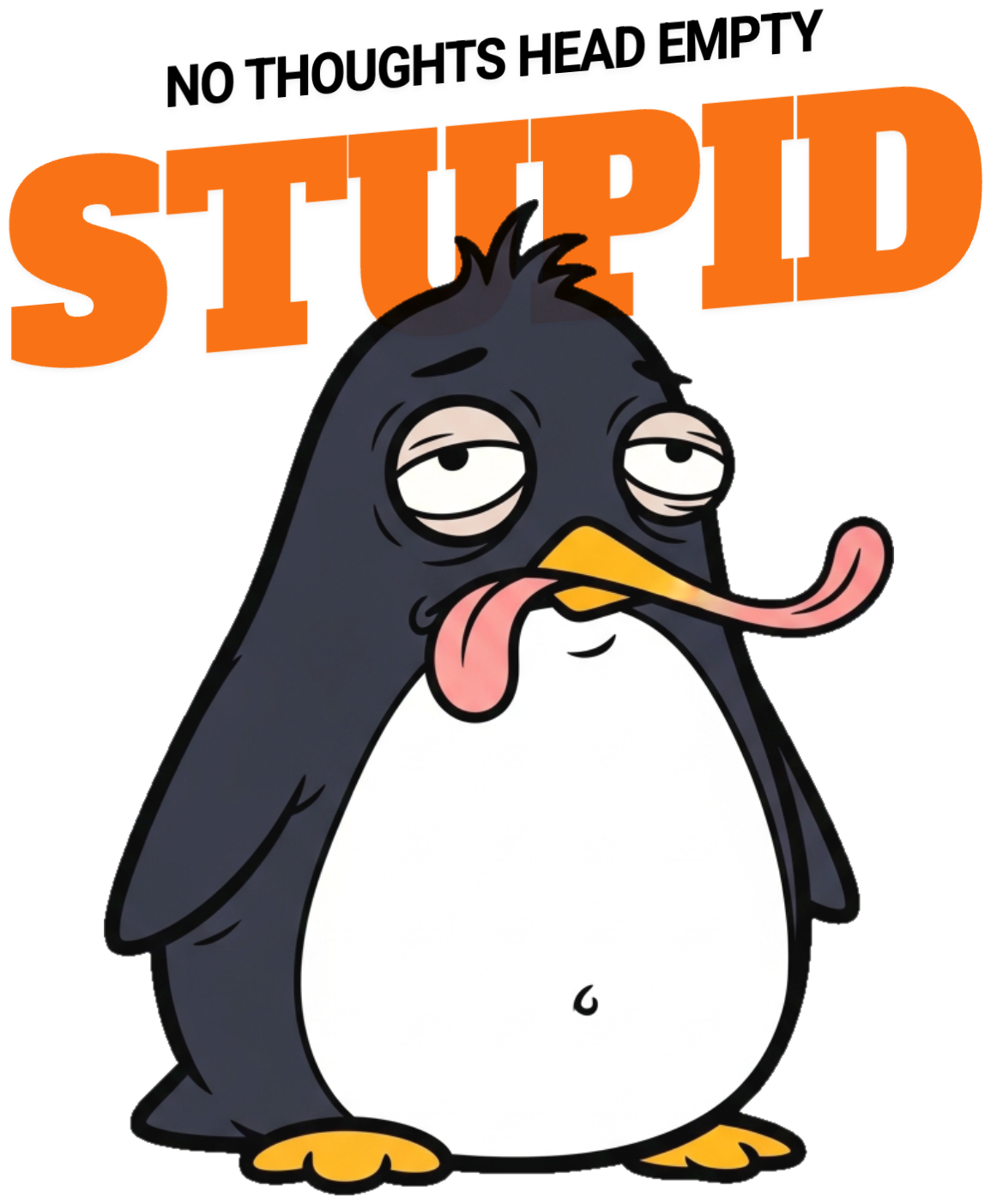 Áo Thun Kem In Hình Cánh Cụt No Thoughts Head Empty - 060426-19-58-ELV