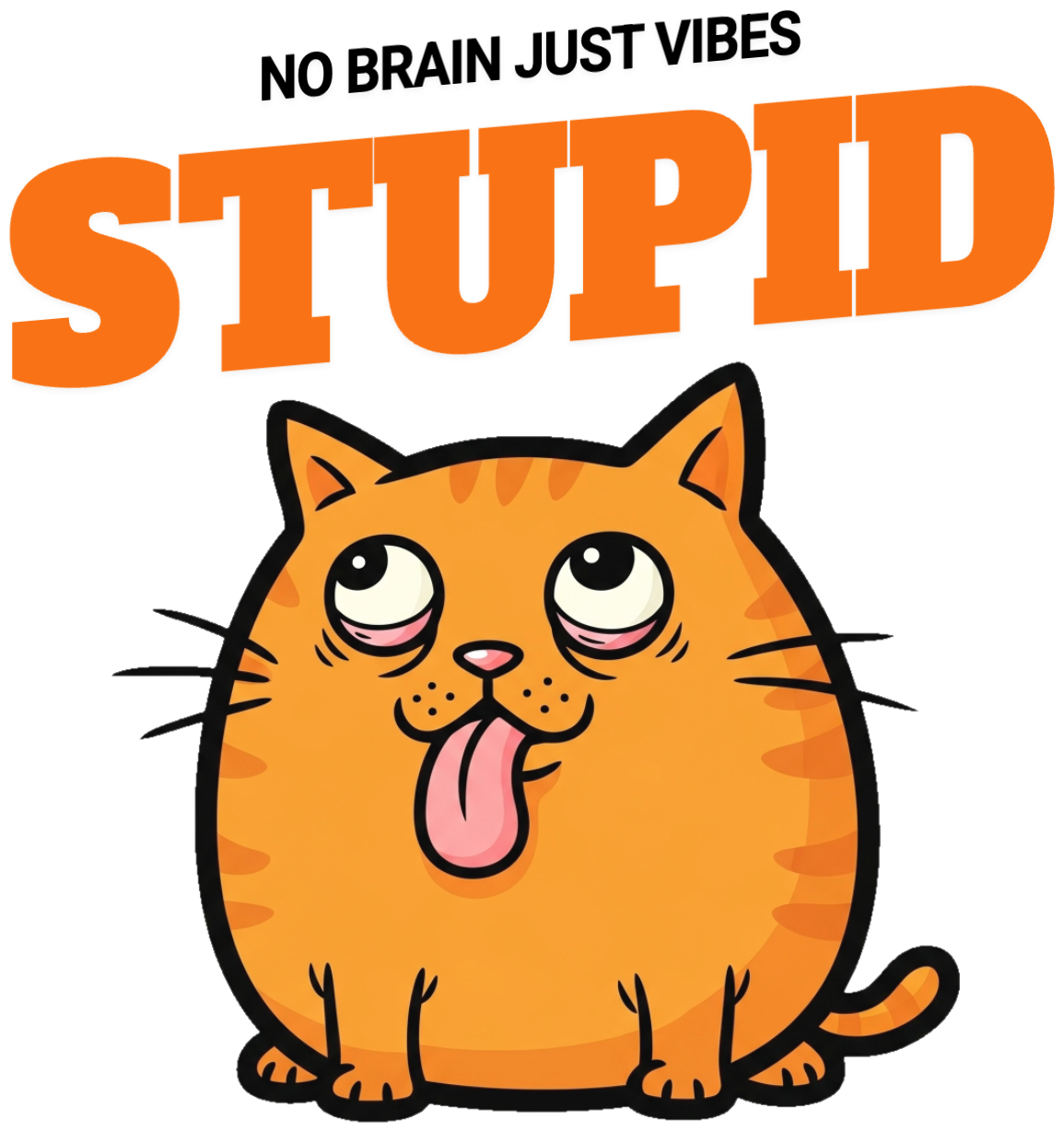 Áo Thun Màu Kem Hình Mèo Cam No Brain Just Vibes - 060426-20-02-BMZ