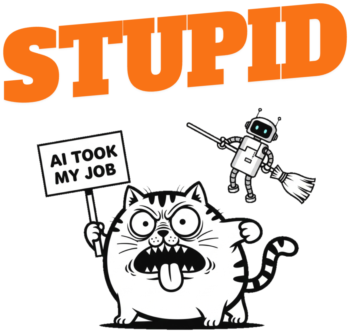 Áo Thun Kem Mèo Béo Hài Hước AI Took My Job - 060426-20-25-OSZ