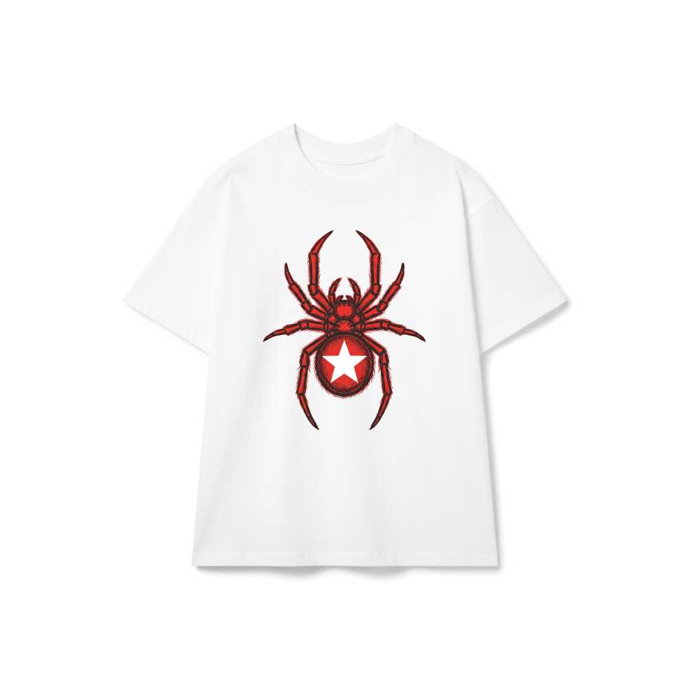 Áo Thun Unisex Form Rộng Design Spider Red Star Streetwear Cotton - 060626-14-48-ZNC