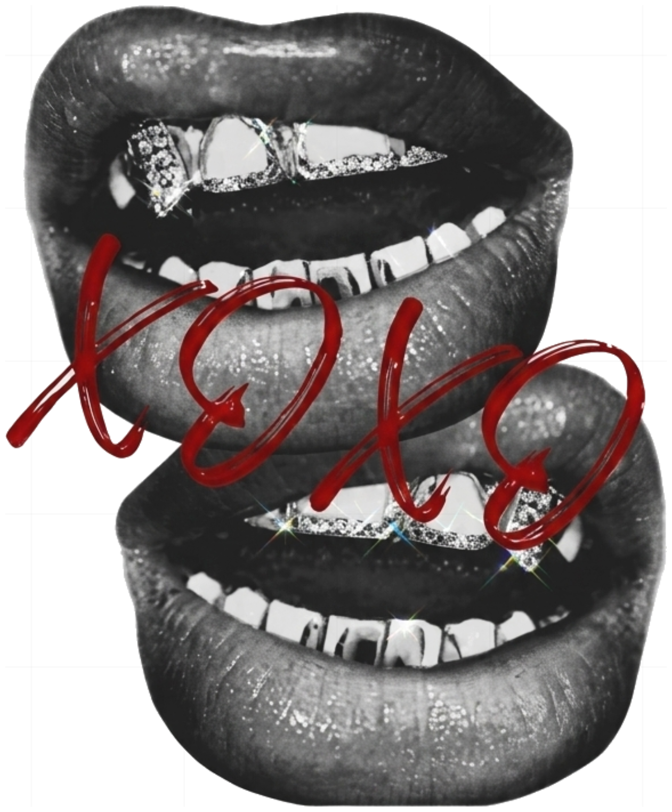 Áo thun trắng Unisex XOXO Iced Out Lips - Form rộng Cotton 100% cực chất - 060626-16-08-MKI