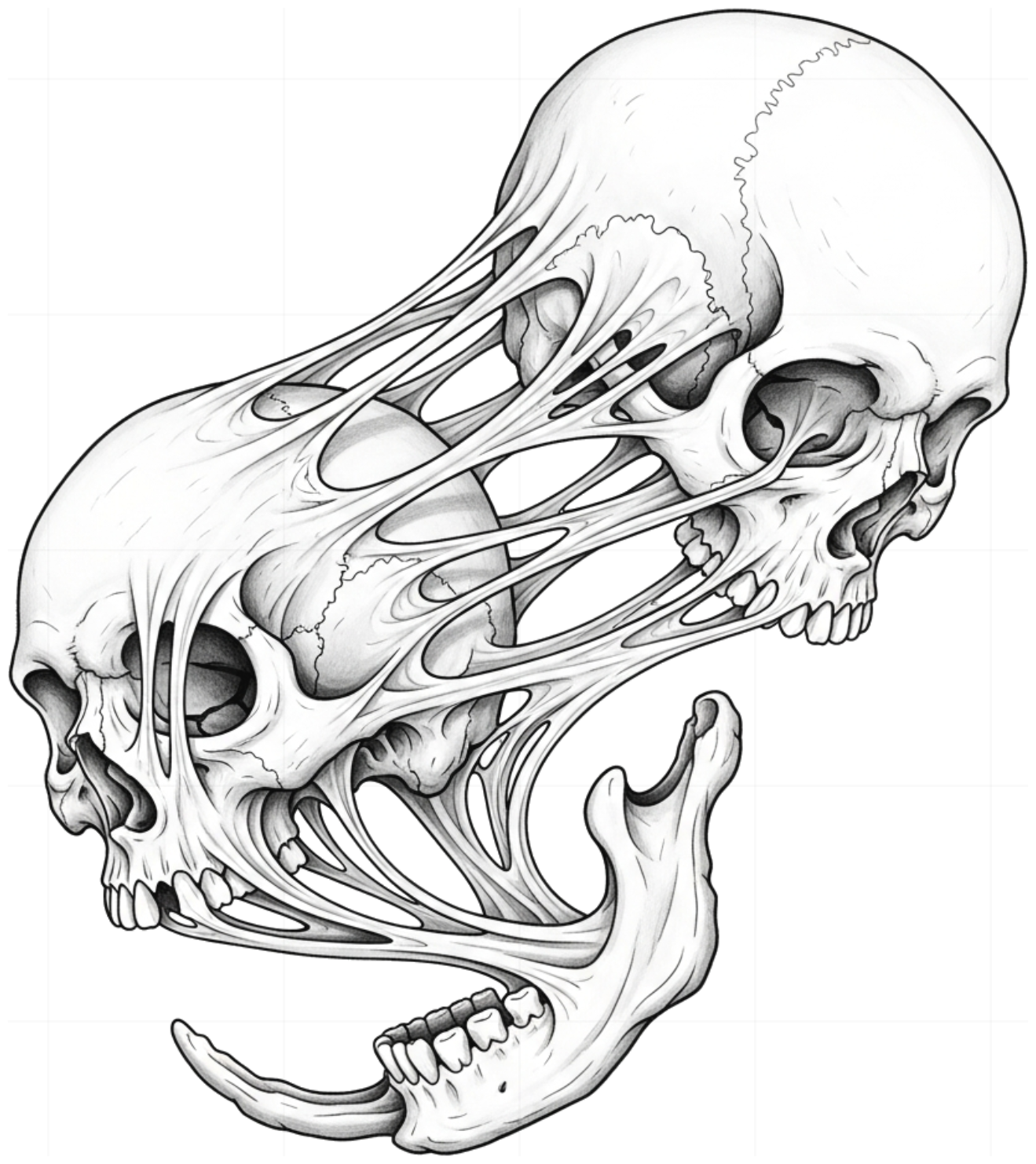 Áo Thun Unisex Design Skull Surreal Melting Form Rộng Cotton Cao Cấp - 060626-16-42-CQG