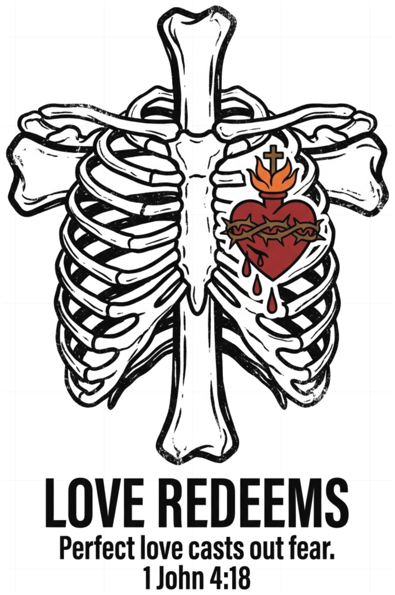 Áo thun Unisex Love Redeems Sacred Heart Streetwear Form Rộng Cotton Cao Cấp 060826-10-06-PHG