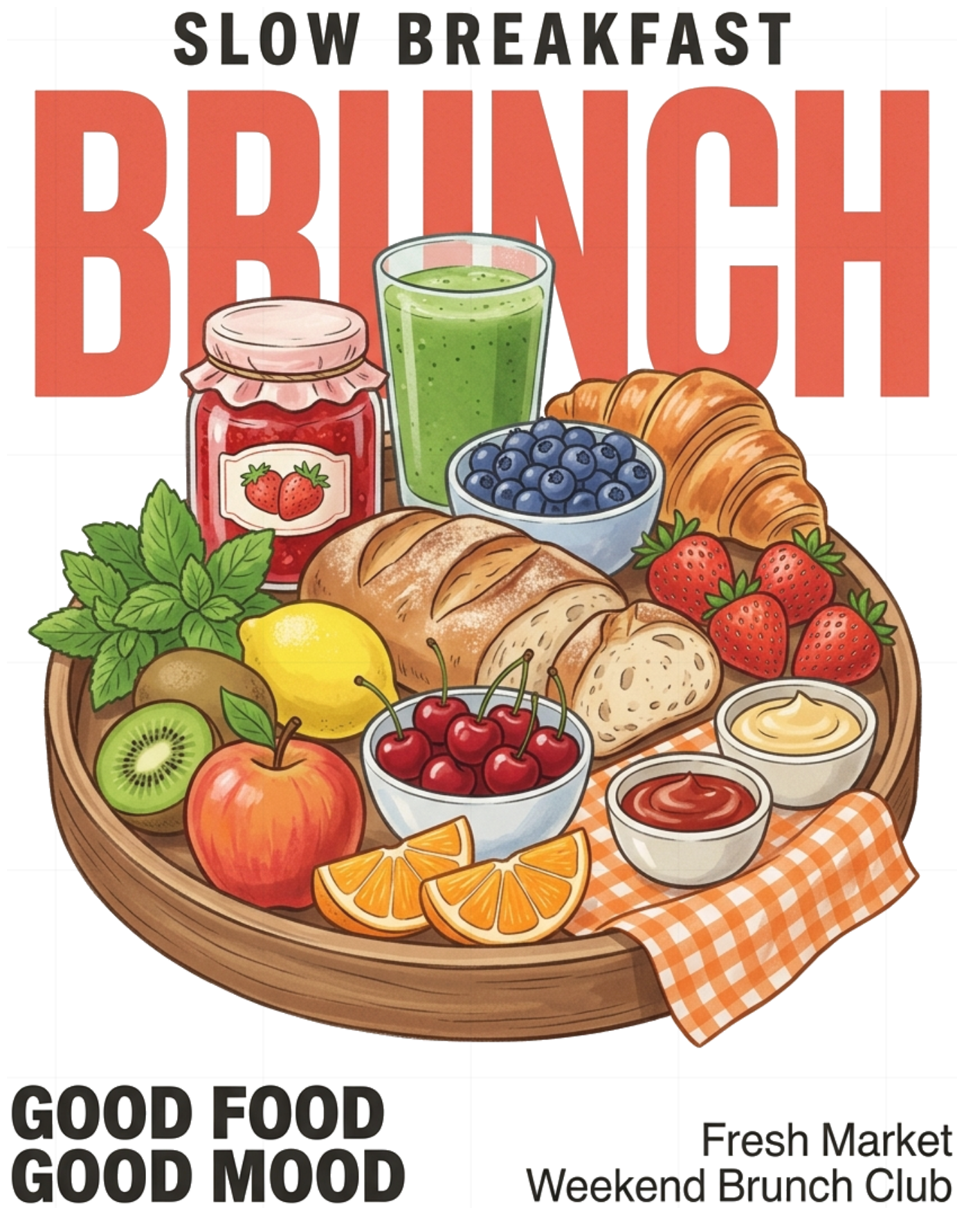 Áo Thun Unisex Form Rộng Retro Brunch Breakfast Cotton Co Giãn Thoáng Mát Local Brand - 060826-10-46-NBL