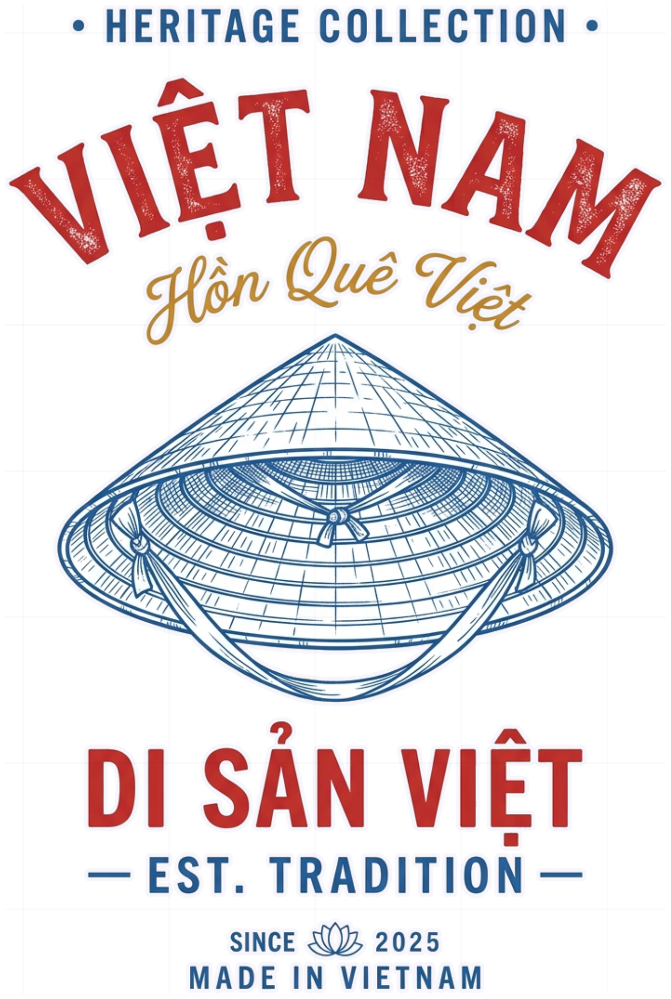 Áo Thun VIỆT NAM Heritage Nón Lá Vintage Cotton 100% Unisex Form Rộng Áo Phông Di Sản Việt - 060826-11-16-FXL