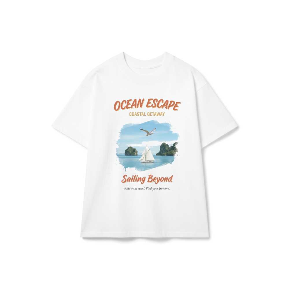 Áo Thun Unisex Vintage Ocean Escape Cotton 100% Co Giãn 4 Chiều Form Rộng Retro Style Du Lịch - 060826-13-50-DPJ