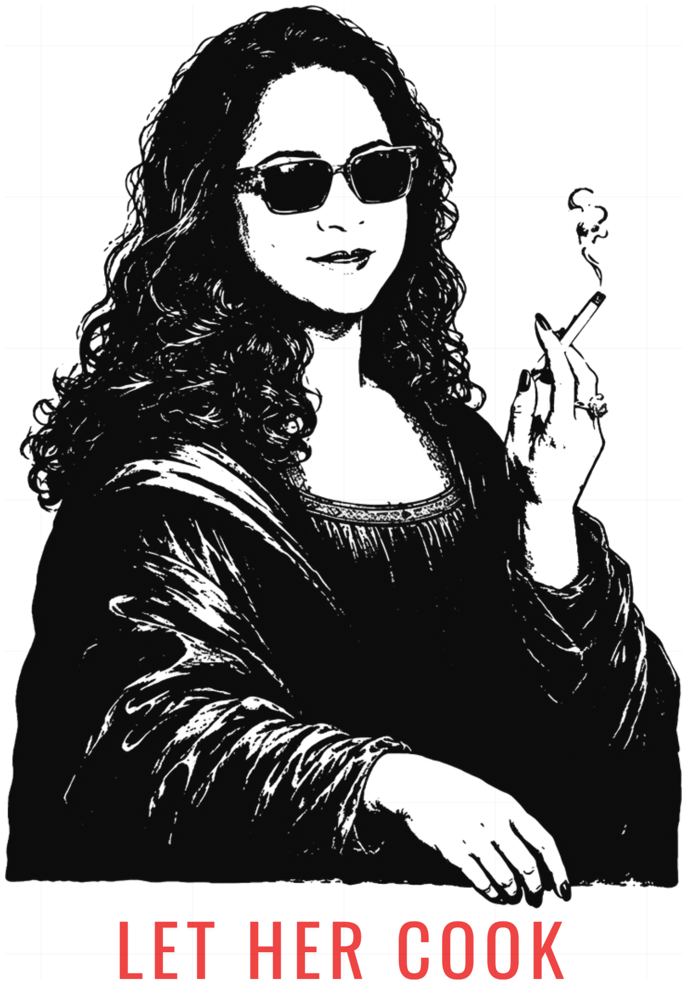 Áo Thun In Chữ Let Her Cook Hình Mona Lisa Đeo Kính Unisex Form Rộng Cotton 100% Streetwear Trendy - 060826-15-02-PJB