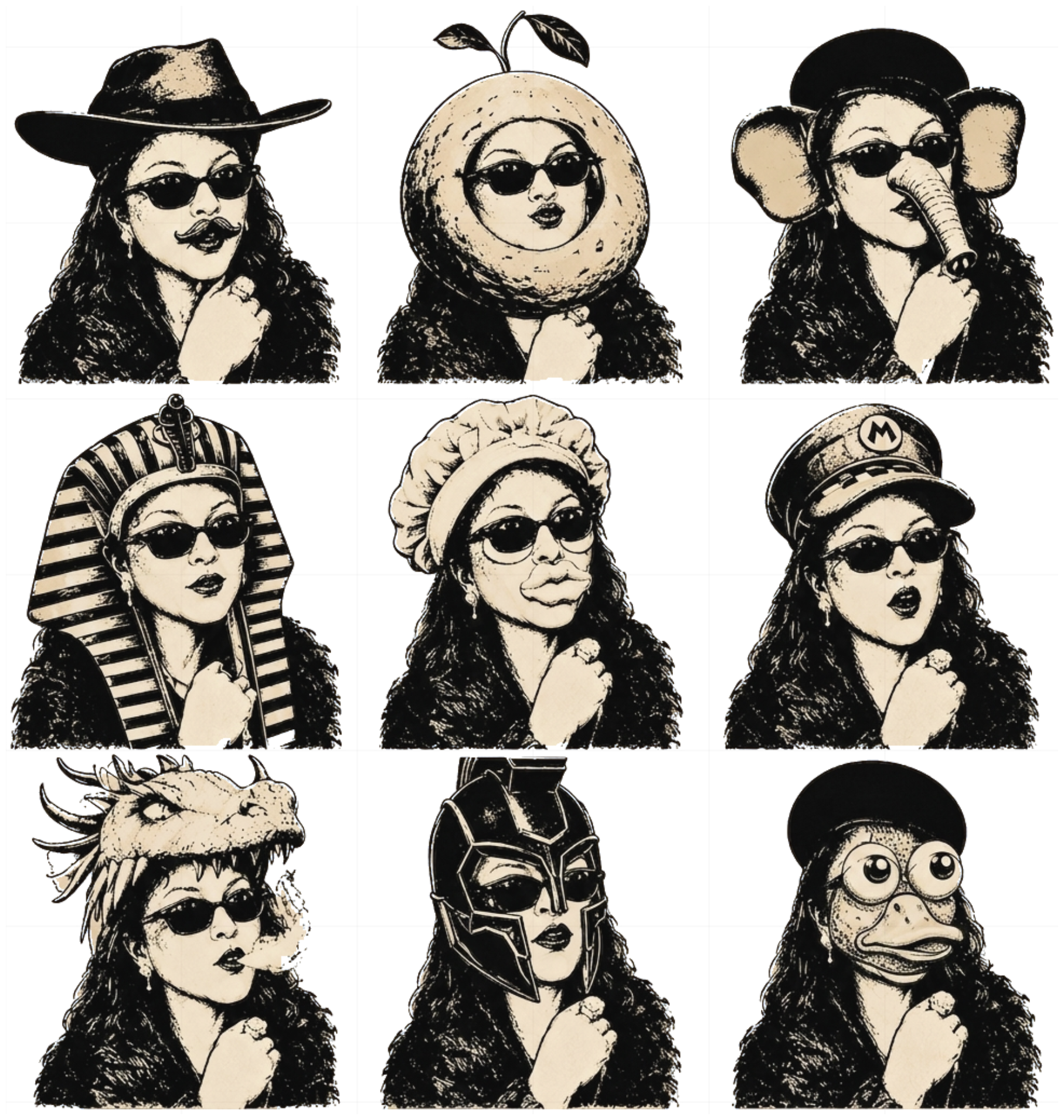 Áo Thun Design Chân Dung Linocut Vintage Unisex Form Rộng Cotton 100% Streetwear - 060826-15-28-NEG