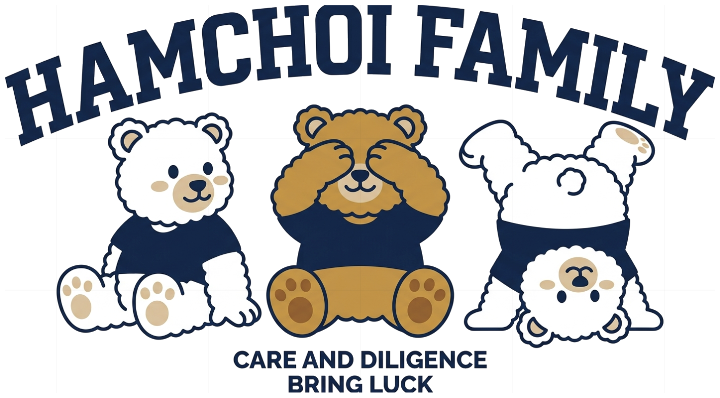 Áo thun tay lỡ unisex VNXK HAMCHOI Trắng form rộng oversize graphic gấu Family Bear Tee - 060826-15-34-BGU