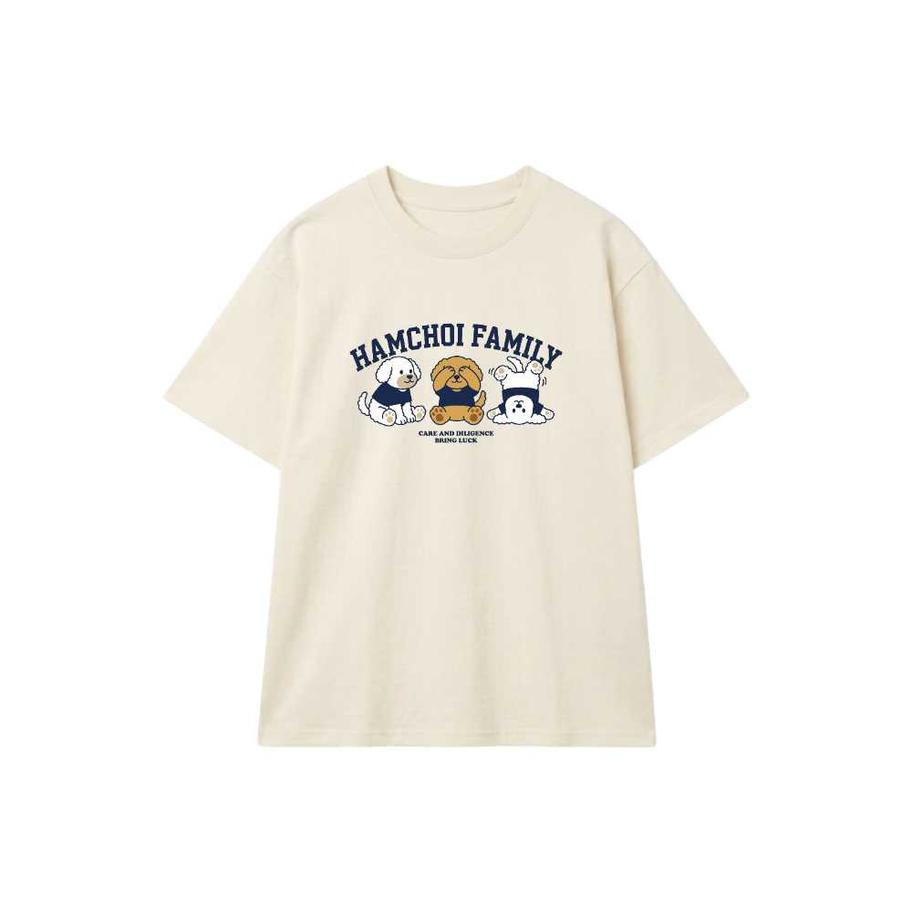 Áo thun cotton VNXK HAMCHOI Kem form rộng Hamchoi Family Tee - 060826-15-37-ETD