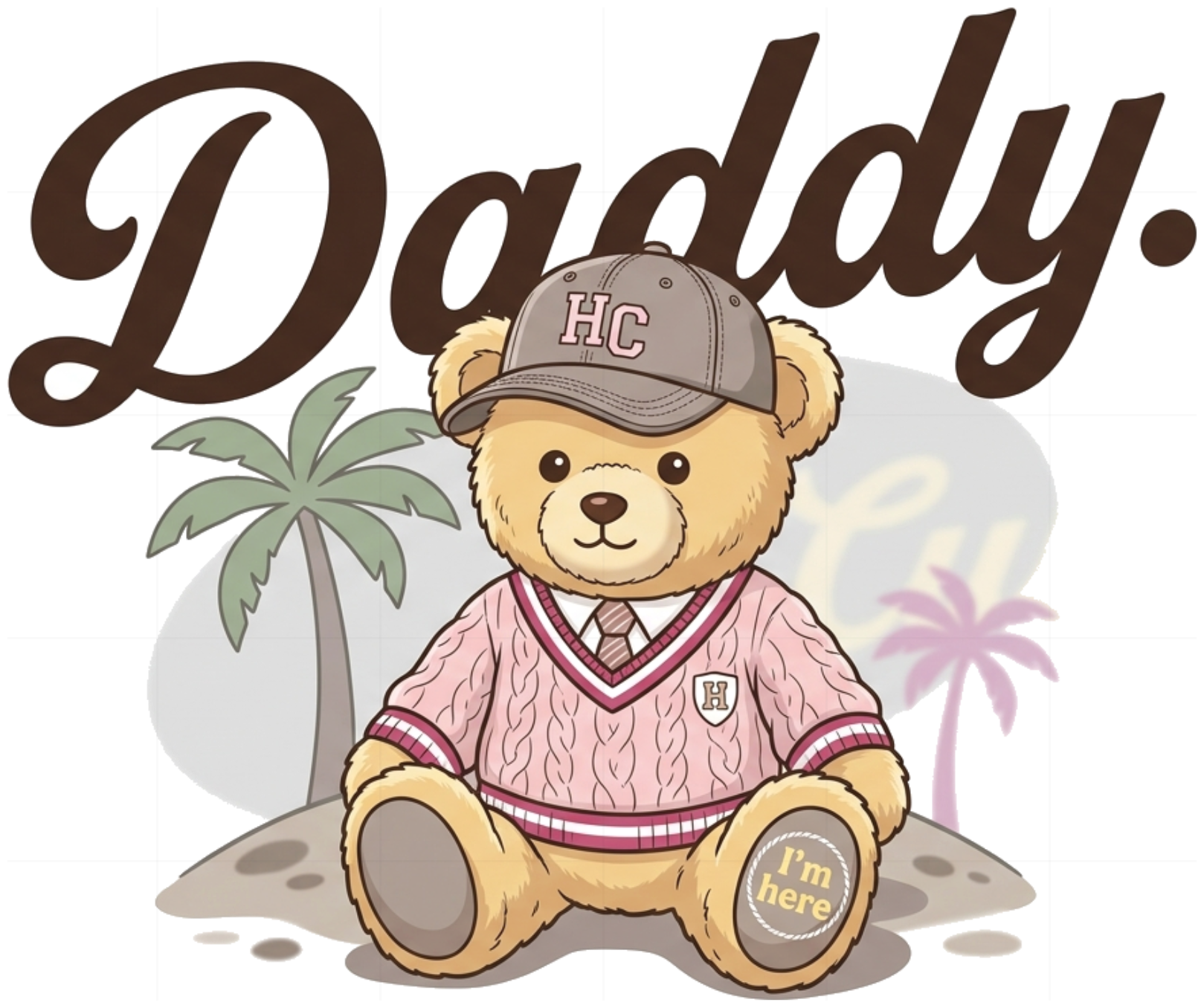 Áo thun unisex form rộng VNXK HAMCHOI Màu kem vintage Retro Teddy Daddy Tee - 060826-15-51-FHK
