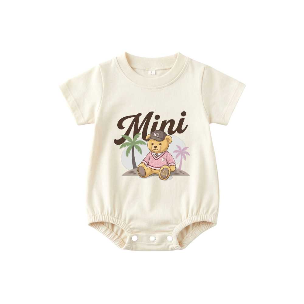 Bodysuit em bé VNXK HAMCHOI Màu kem cotton co giãn Mini Teddy Bear Baby Bodysuit - 060826-16-01-EXU