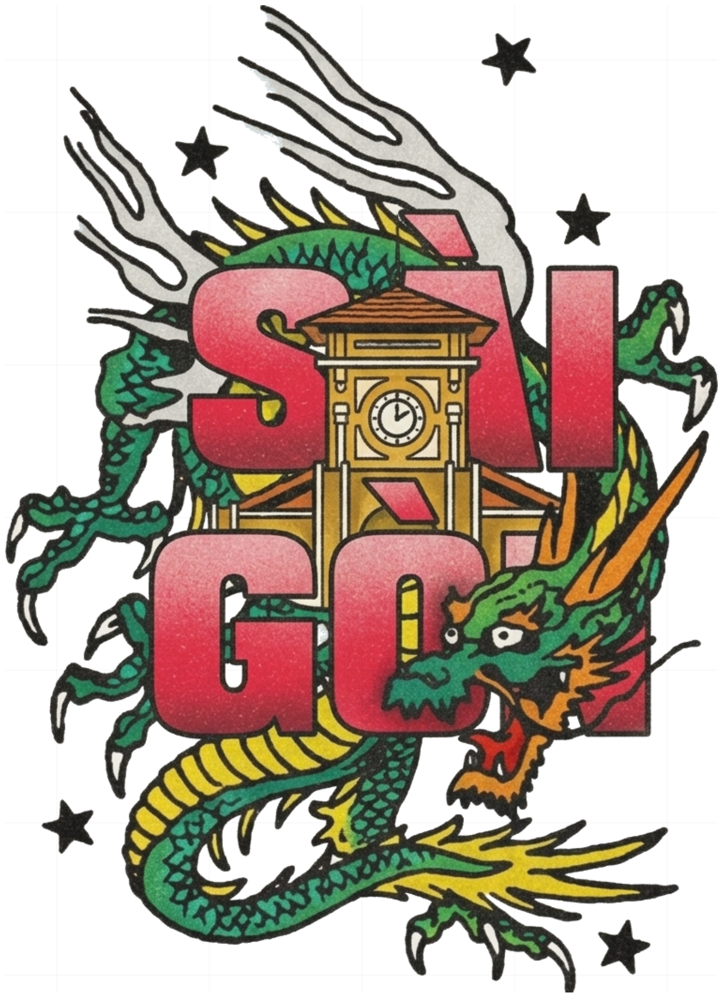 Áo Thun Dài Tay Sài Gòn Dragon Tattoo Streetwear Form Rộng Cotton Cao Cấp - 061026-21-13-ZBG