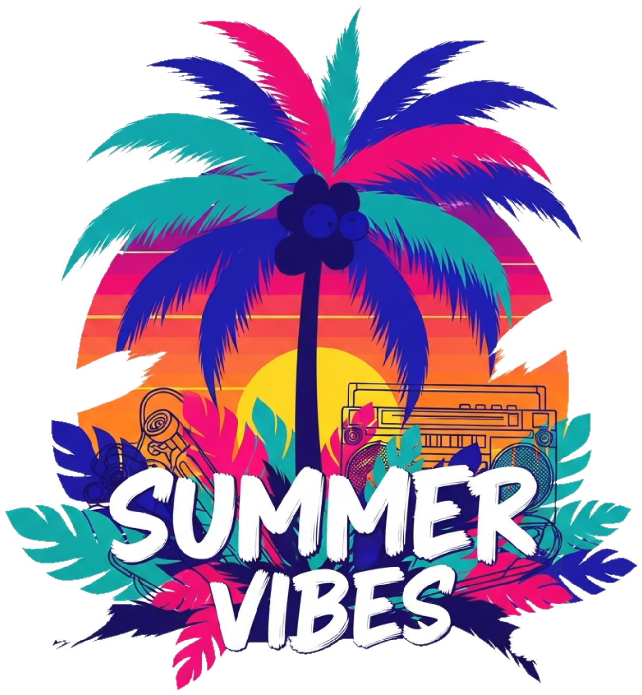 Áo Thun Màu Kem Summer Tropical Palm Tree Design - 070426-10-31-OKY