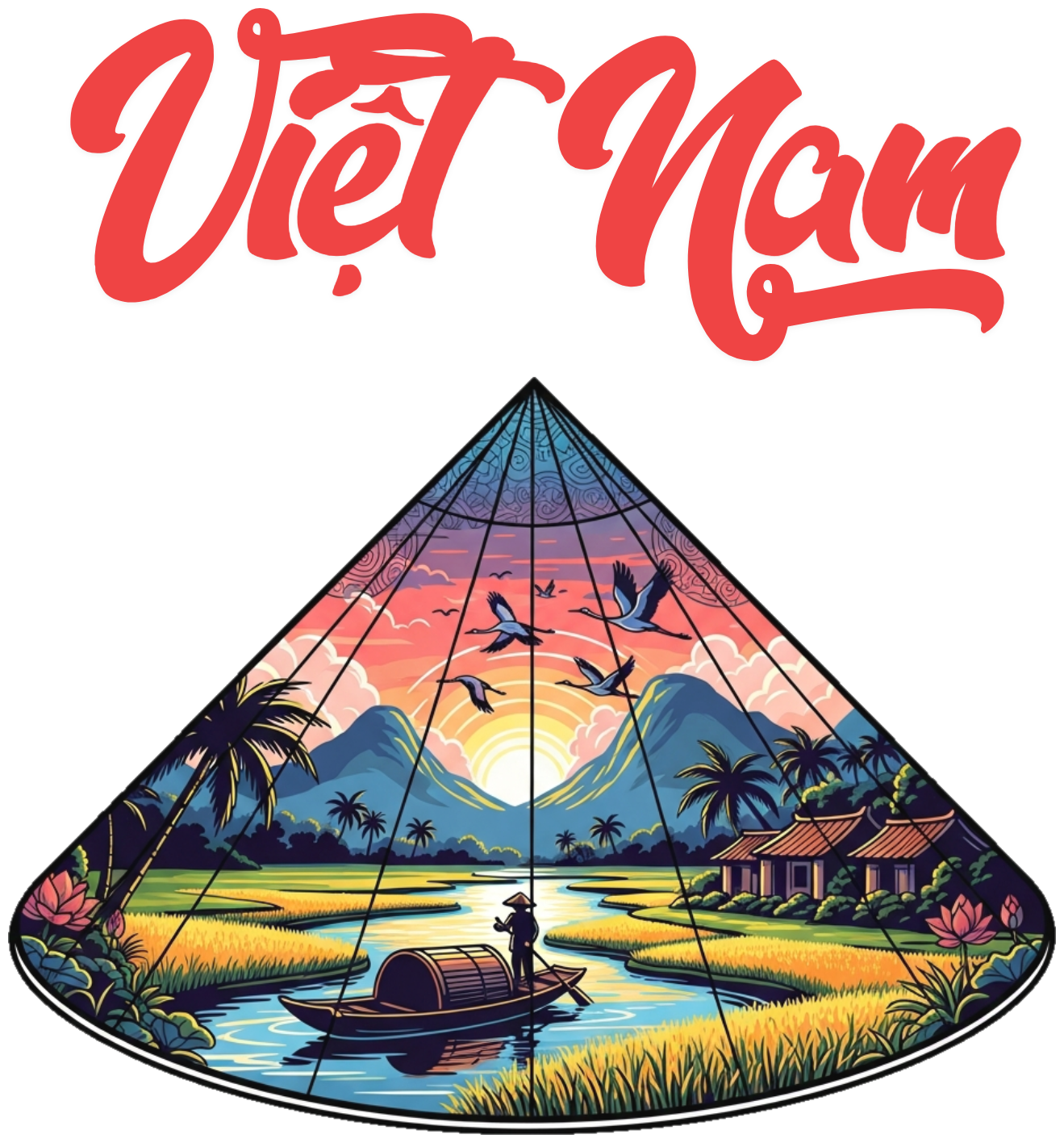 Áo Thun Trắng In Chữ Việt Nam & Hình Nón Lá Cao Cấp - 070426-13-57-ZRA