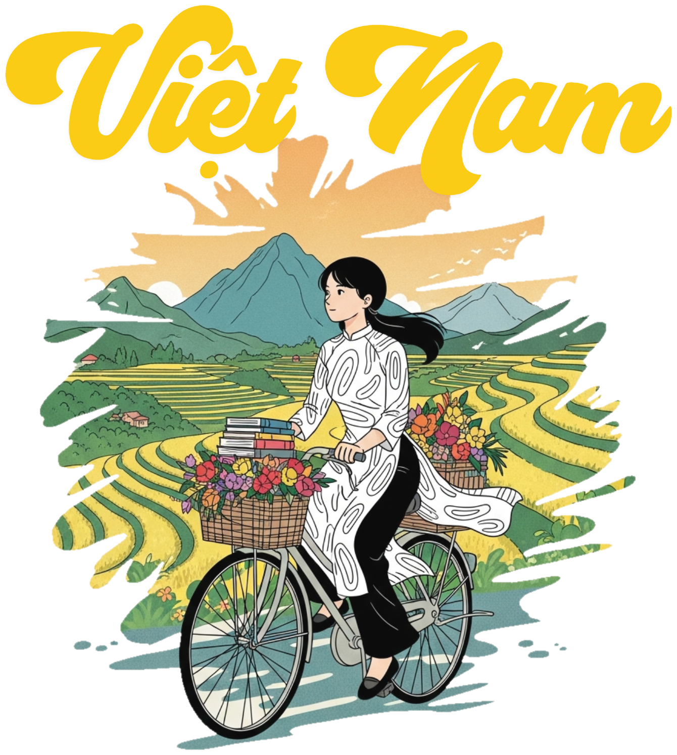 Áo Thun Trắng In Hình Nữ Sinh Áo Dài Việt Nam - 070426-14-07-GGI