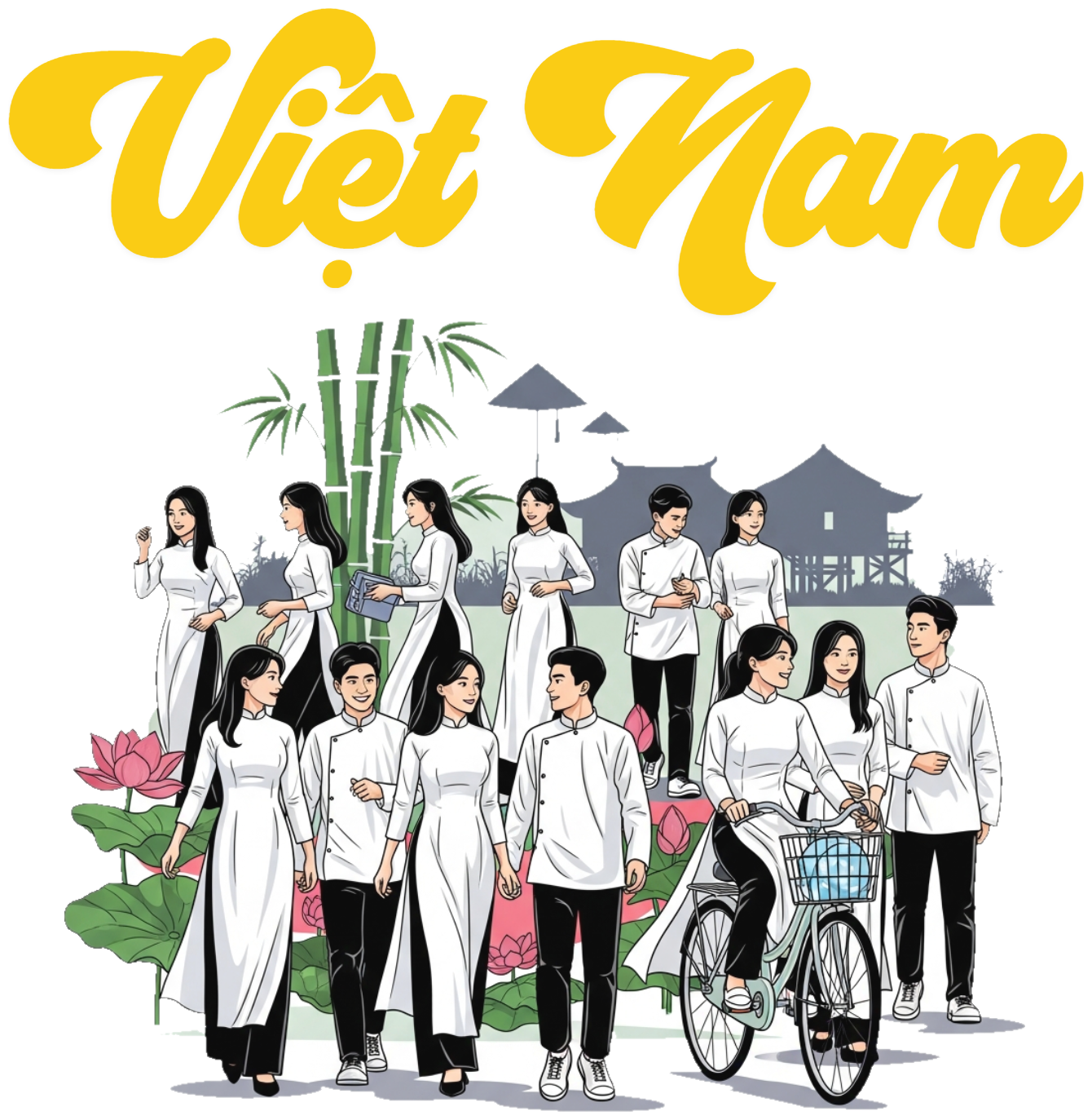 Áo Thun Trắng In Hình Việt Nam Nữ Sinh Áo Dài - 070426-14-07-MHK