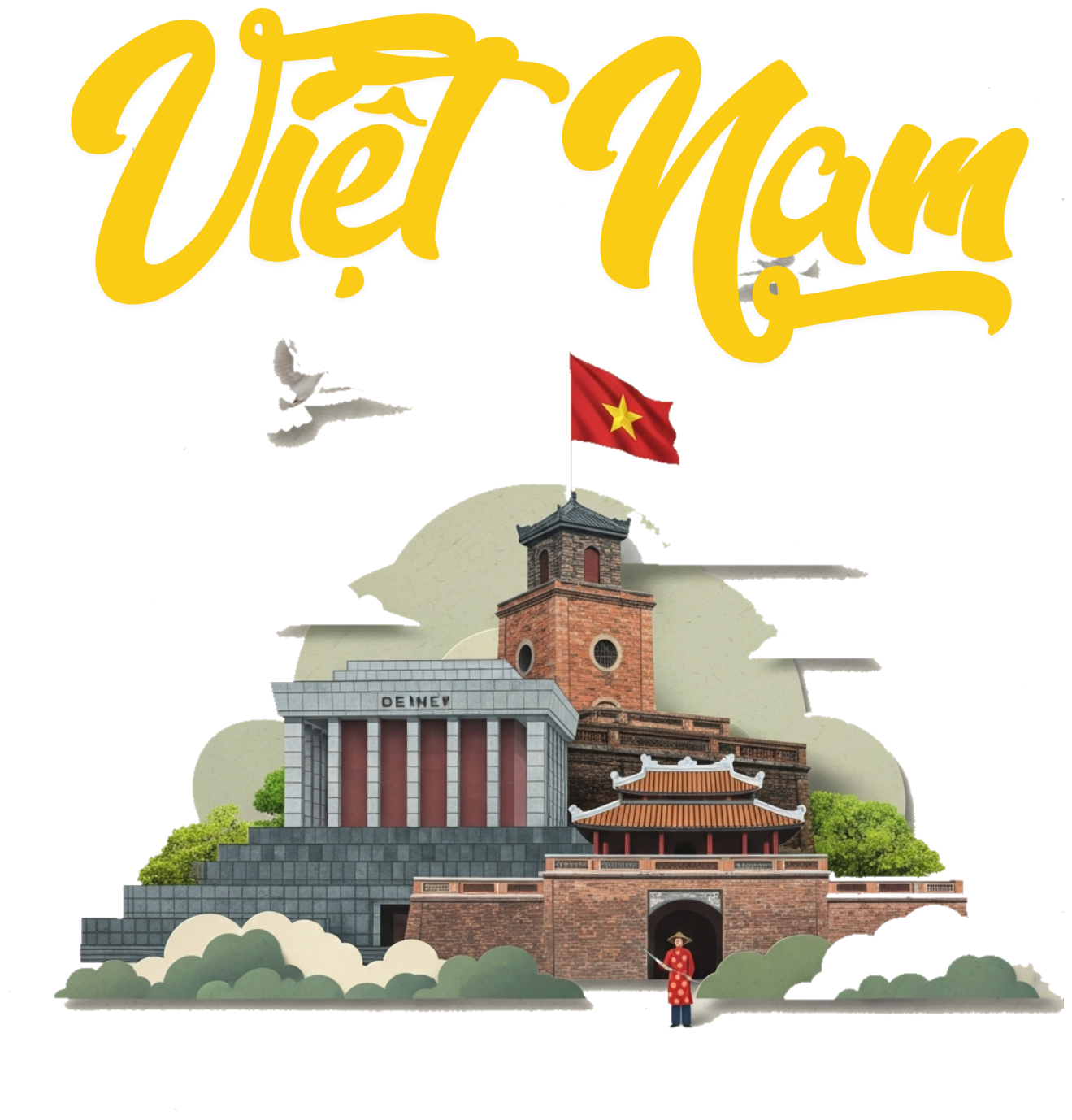 Áo Thun Trắng In Hình Việt Nam Di Sản Nghệ Thuật - 070426-16-25-LYD