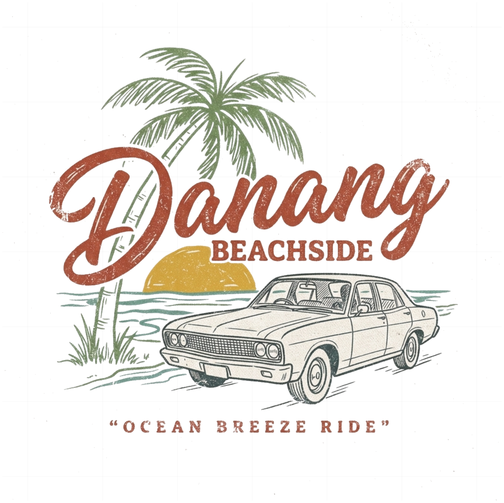 Áo thun nam nữ form rộng màu Kem HAMCHOI Vintage Surf Tee | HC119-T0L-K - 070726-15-03-GEH