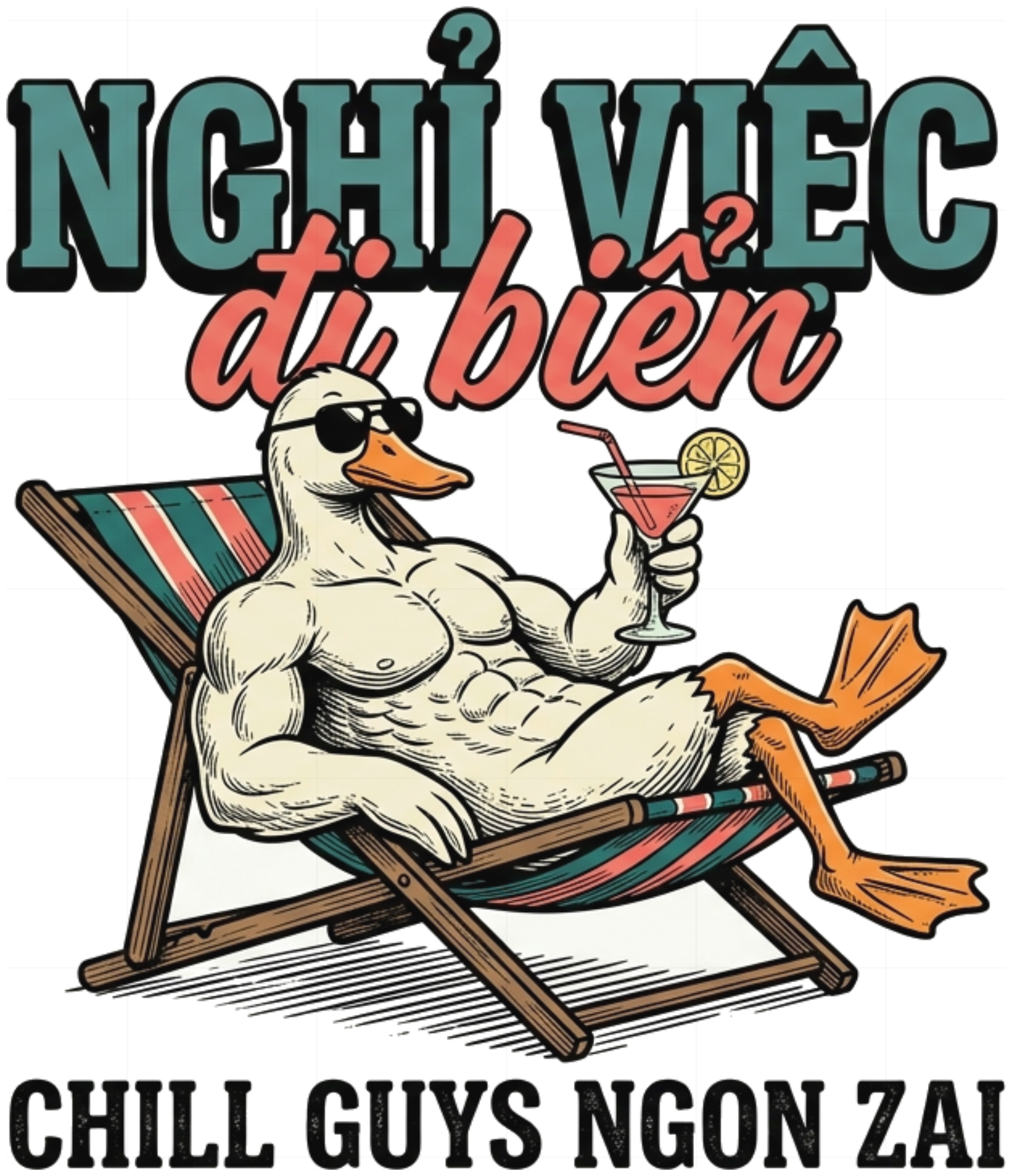 Áo Thun Unisex Muscle Duck Vacation Boxy Fit GIDDIE In Hình Tay Lỡ Streetwear Graphic Tee - 070826-17-09-PRO