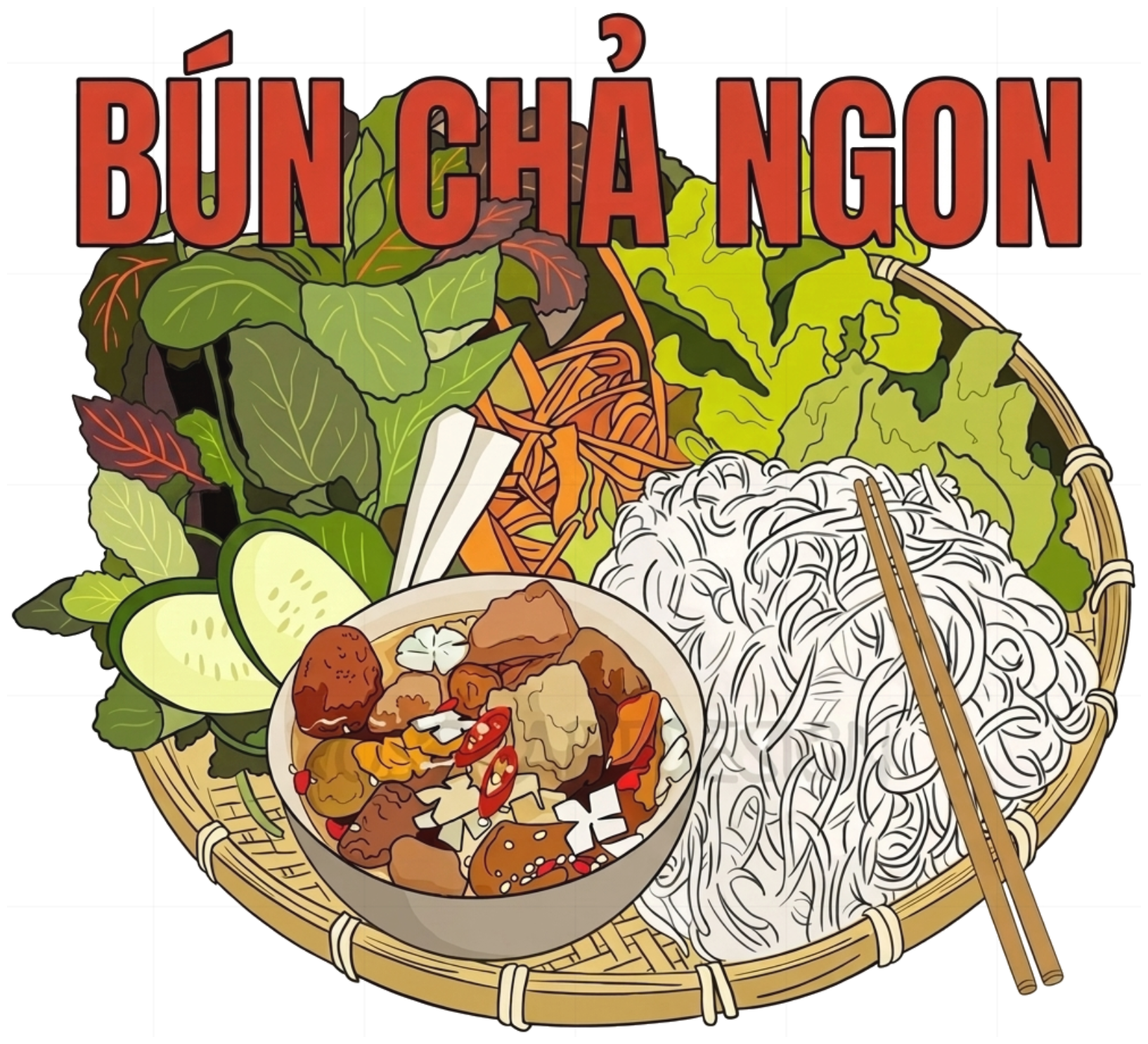 Áo Thun Raglan Hình In Bún Chả Ngon Unisex Form Rộng Cotton Streetwear - 070926-16-38-HUA