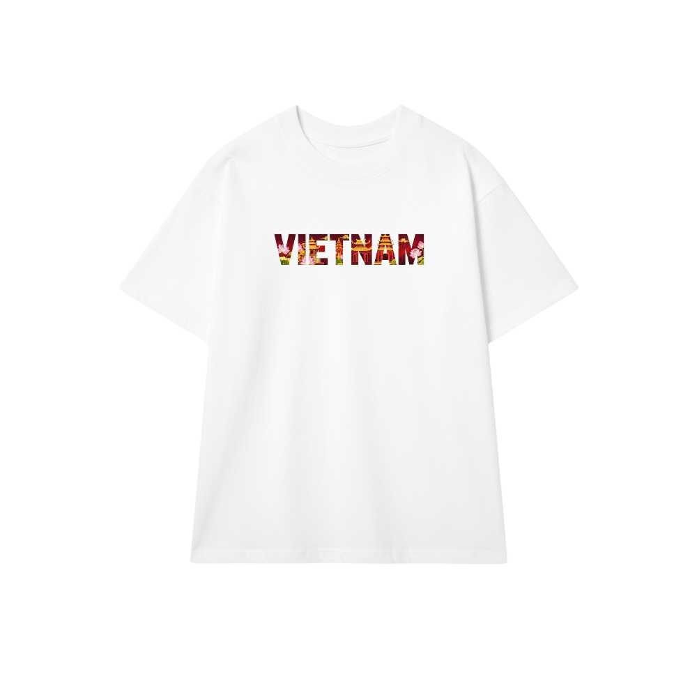 Áo Thun Trắng In Chữ Vietnam Nghệ Thuật Sơn Mài - 080426-15-44-NCN