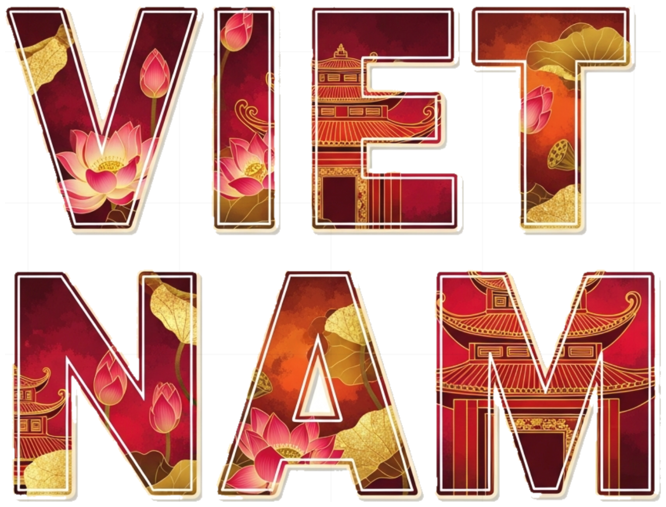 Áo Thun Trắng In Chữ Vietnam Nghệ Thuật Sơn Mài - 080426-15-48-MIV