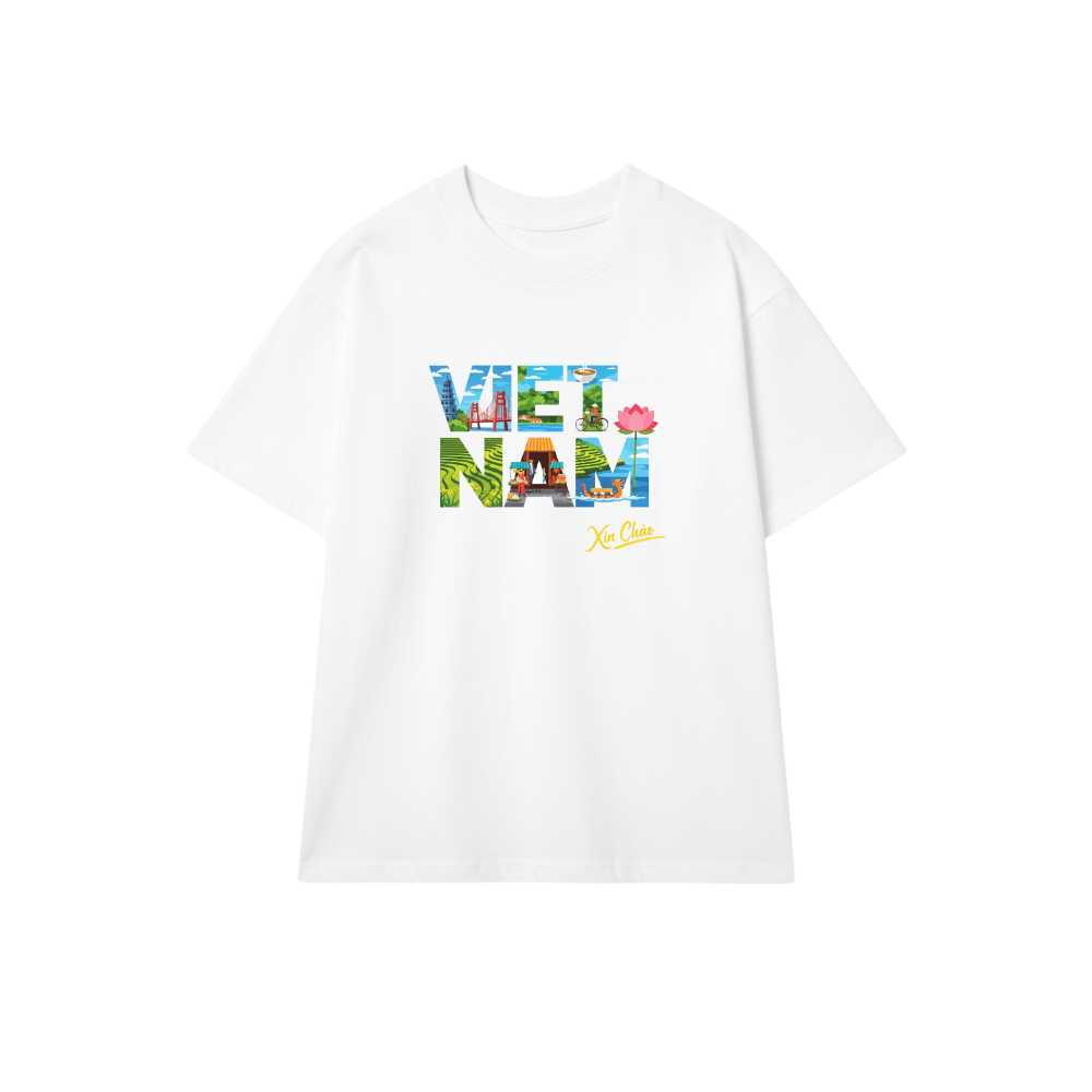 Áo Thun Trắng Design Vietnam Xin Chào Độc Đáo - 080426-15-56-LMA