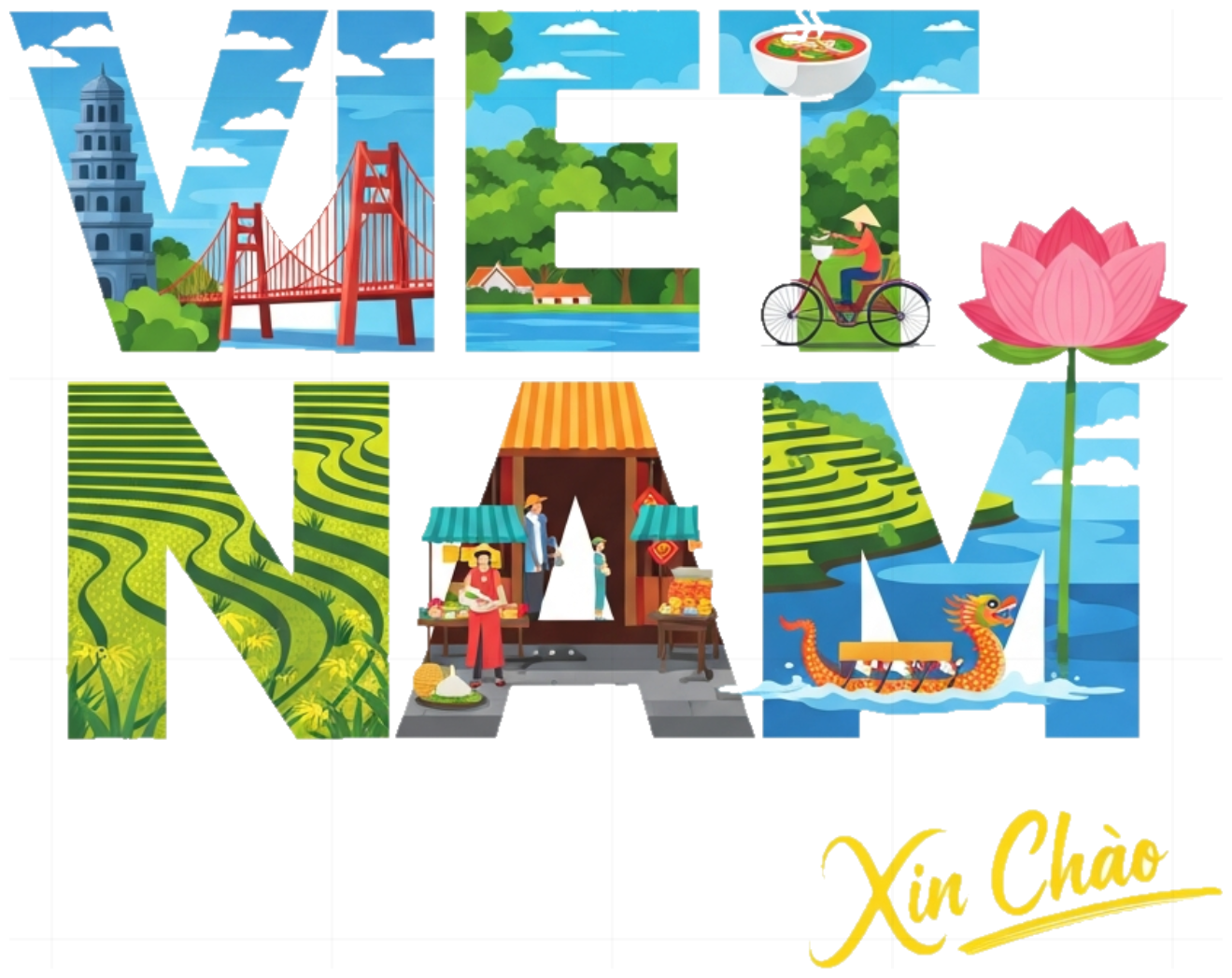 Áo Thun Trắng Design Vietnam Xin Chào Độc Đáo - 080426-15-56-LMA