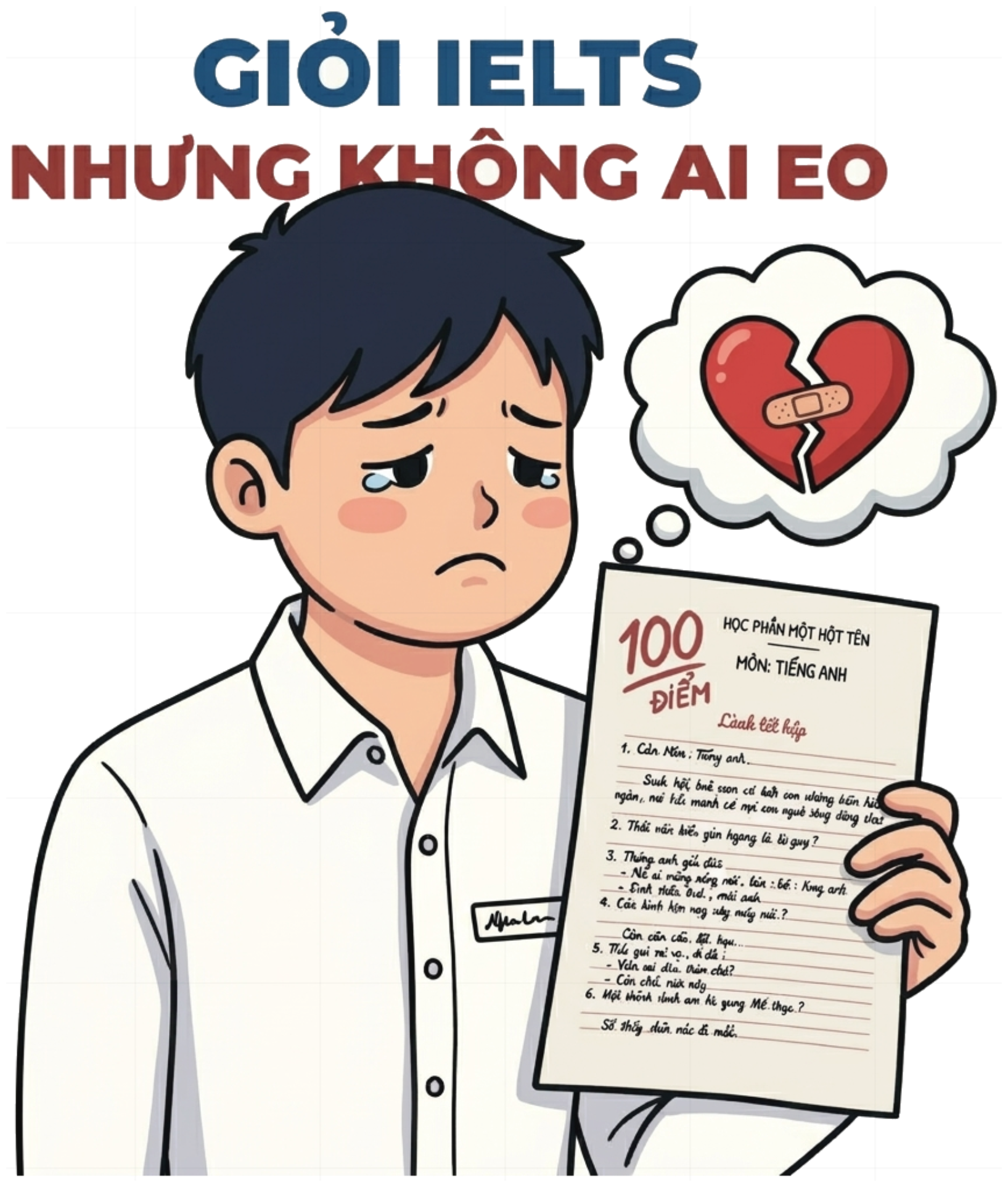 Áo Thun Giỏi IELTS Nhưng Không Ai Eo Unisex Form Rộng Cotton Co Giãn Trendy Gen Z - 080926-13-48-QIZ
