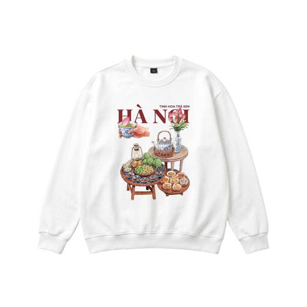 Áo Sweater Unisex HÀ NỘI Tinh Hoa Trà Sen Form Rộng Oversize Cotton Cao Cấp - 081026-13-52-JQG