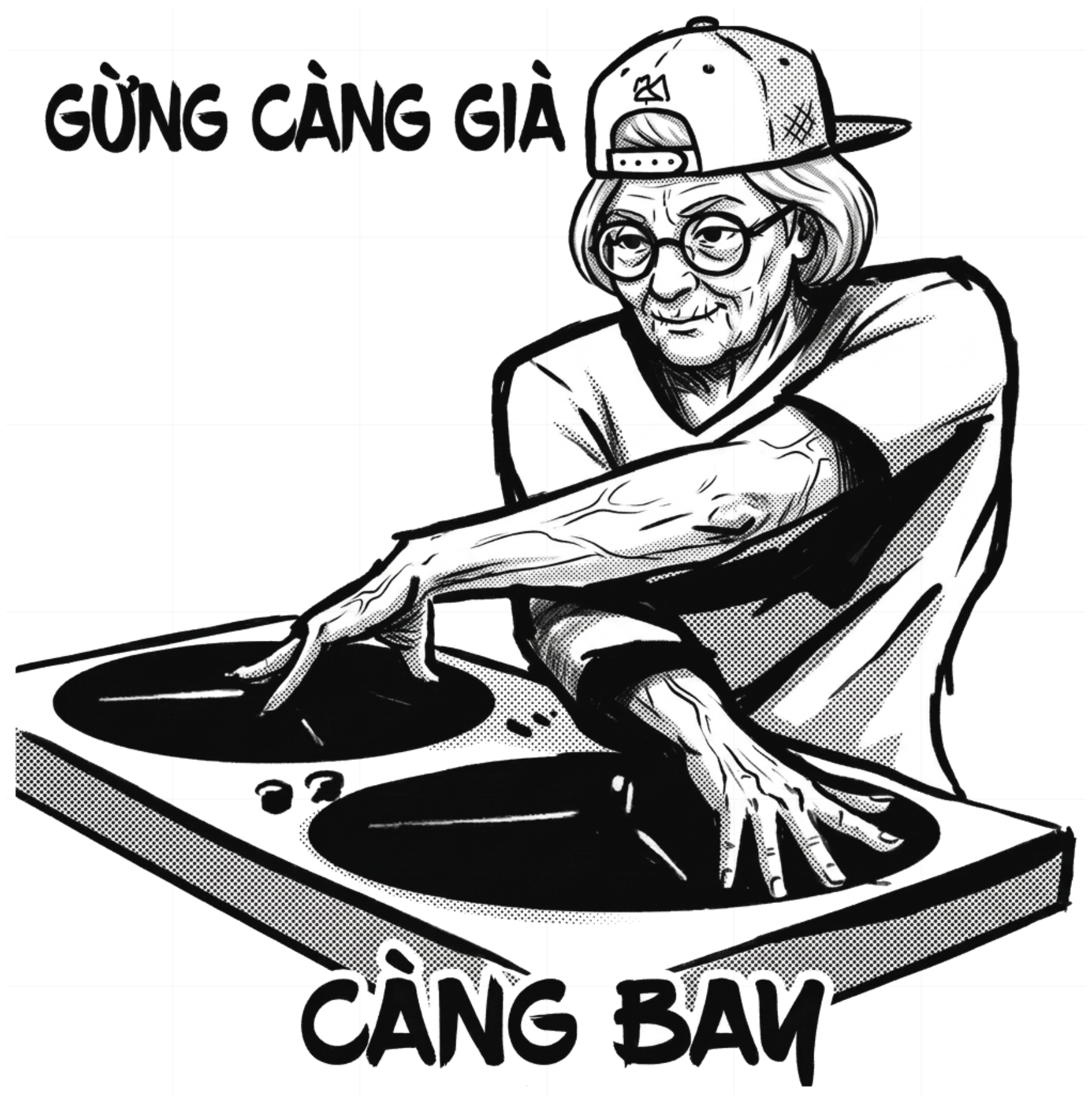 Áo Thun Bà Cụ DJ Gừng Càng Già Unisex Form Rộng Streetwear Graphic Tee vietnam.yo - 081026-14-52-LJV