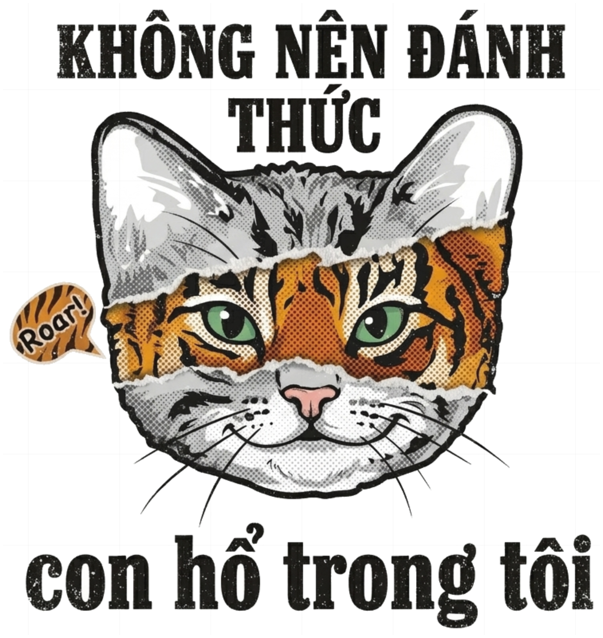 Áo Dài Tay Mèo Hổ Không Nên Đánh Thức Unisex Oversize Graphic Tee vietnam.yo - 081026-15-11-MVL