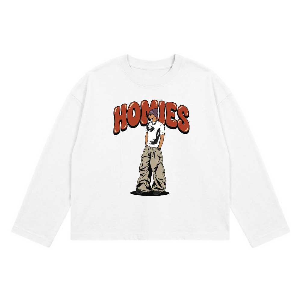 Áo Thun Dài Tay Unisex Homies Streetwear Vintage Cotton Form Rộng Cực Chất - 081026-15-40-NMX