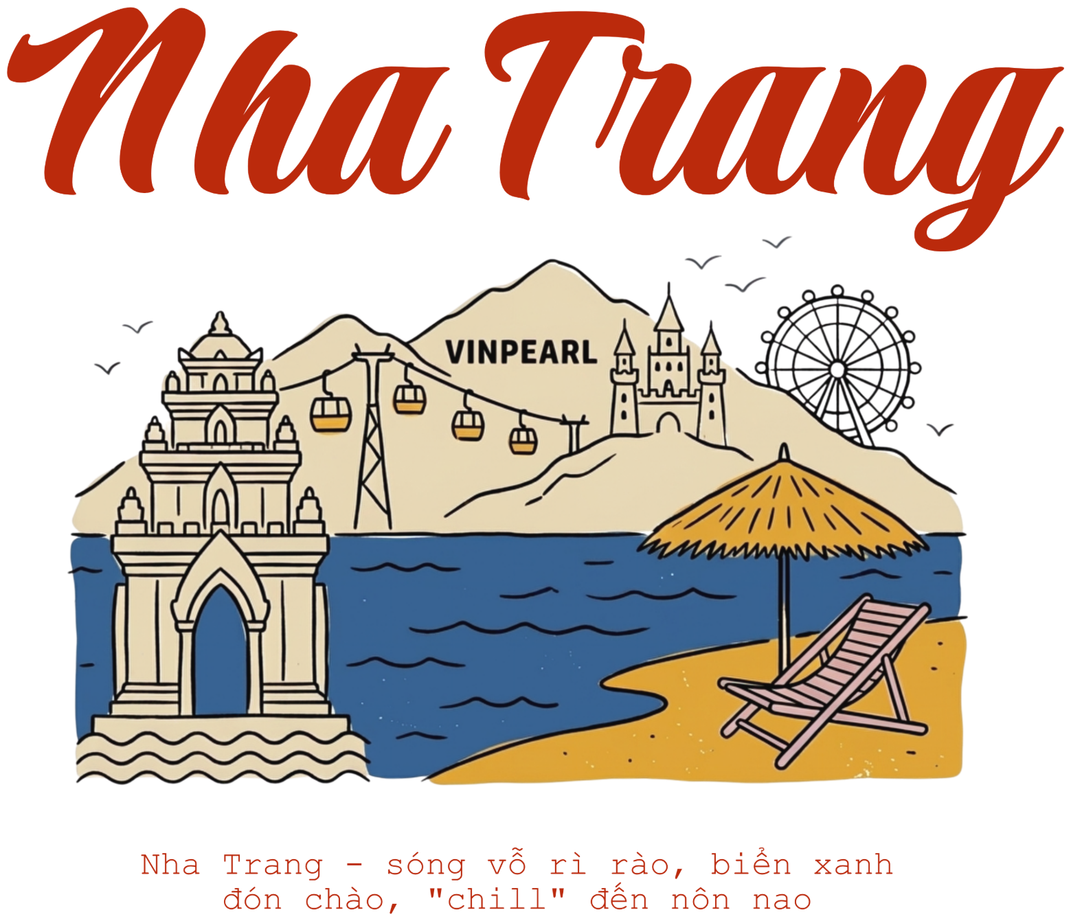 Áo thun du lịch Nha Trang VNXK HAMCHOI Trắng phom rộng tay lỡ chất cotton Nha Trang Vintage Tee - 090726-10-09-TMY