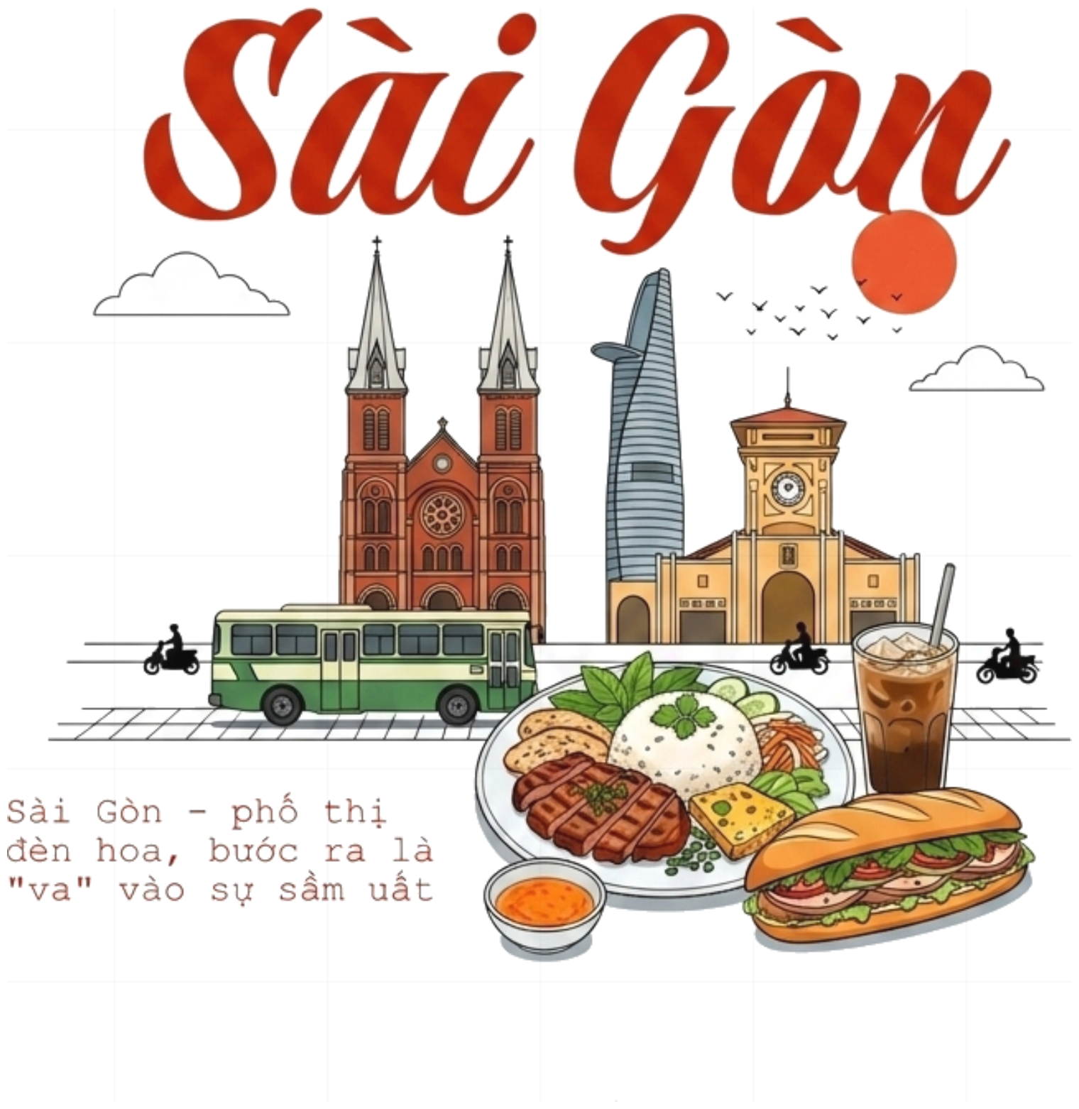 Áo thun tay lỡ unisex VNXK HAMCHOI Trắng form rộng oversize cotton Saigon Vibes Tee - 090726-10-09-YBA