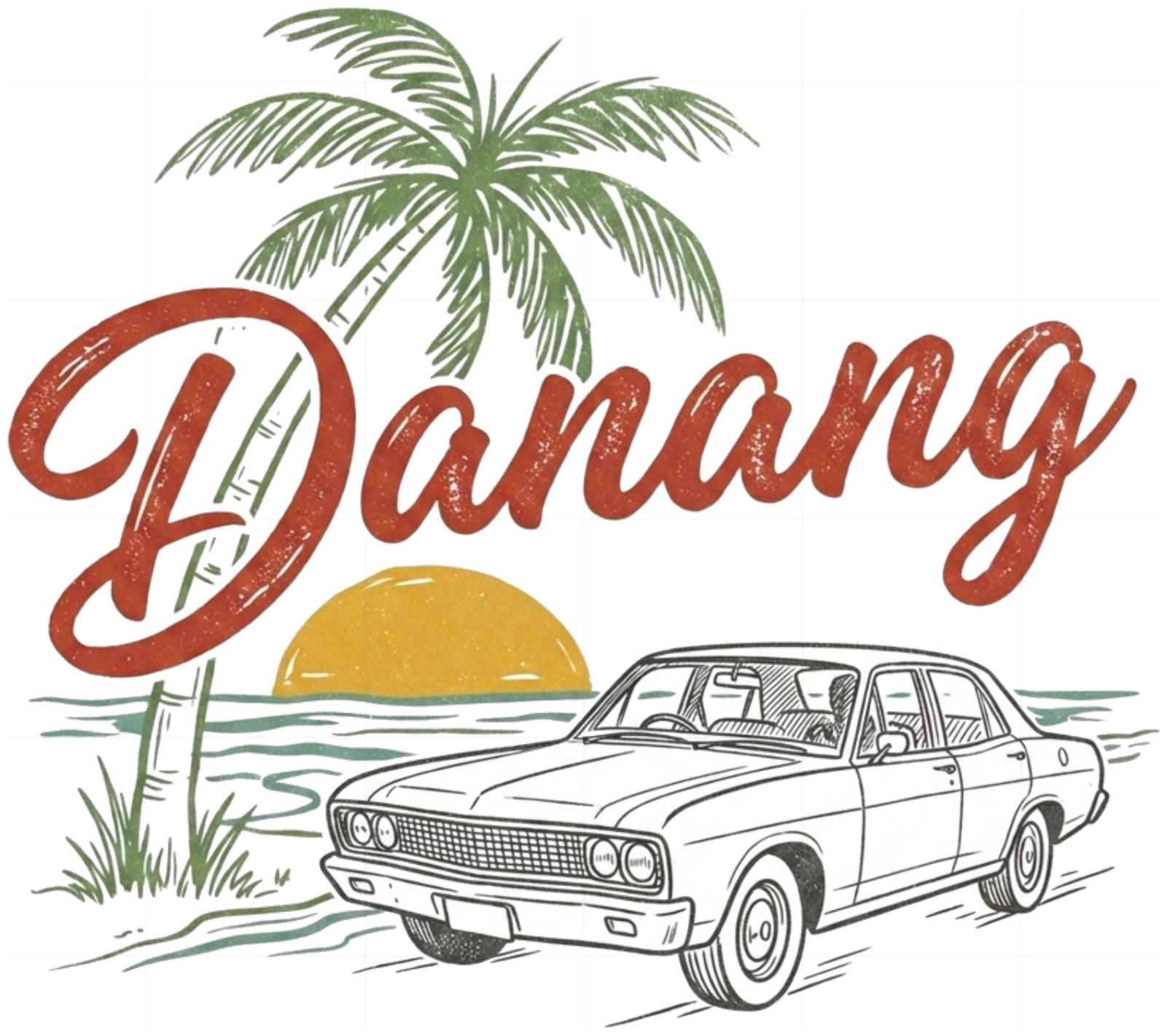 Áo thun tay ngắn unisex VNXK HAMCHOI Trắng form rộng basic Danang Beachside Tee - 090726-11-42-AOE