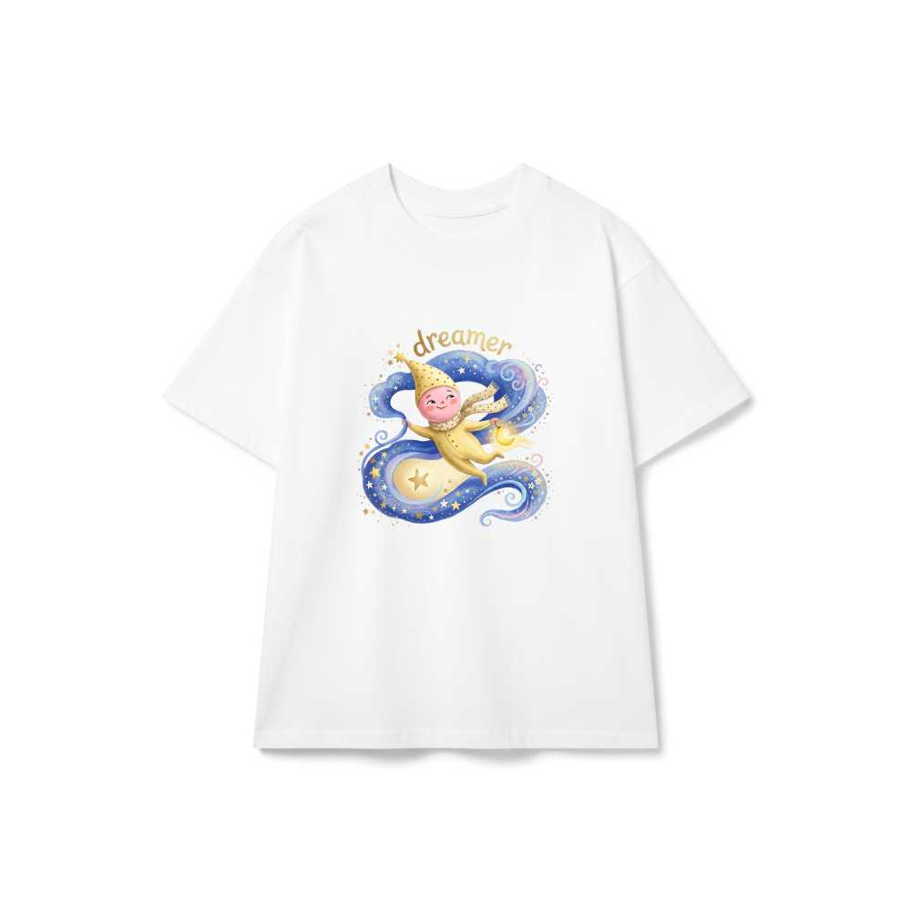 Áo thun tay ngắn unisex VNXK HAMCHOI Trắng cotton form rộng thoải mái Dreamer Baby Moon Tee - 090726-11-42-YUH