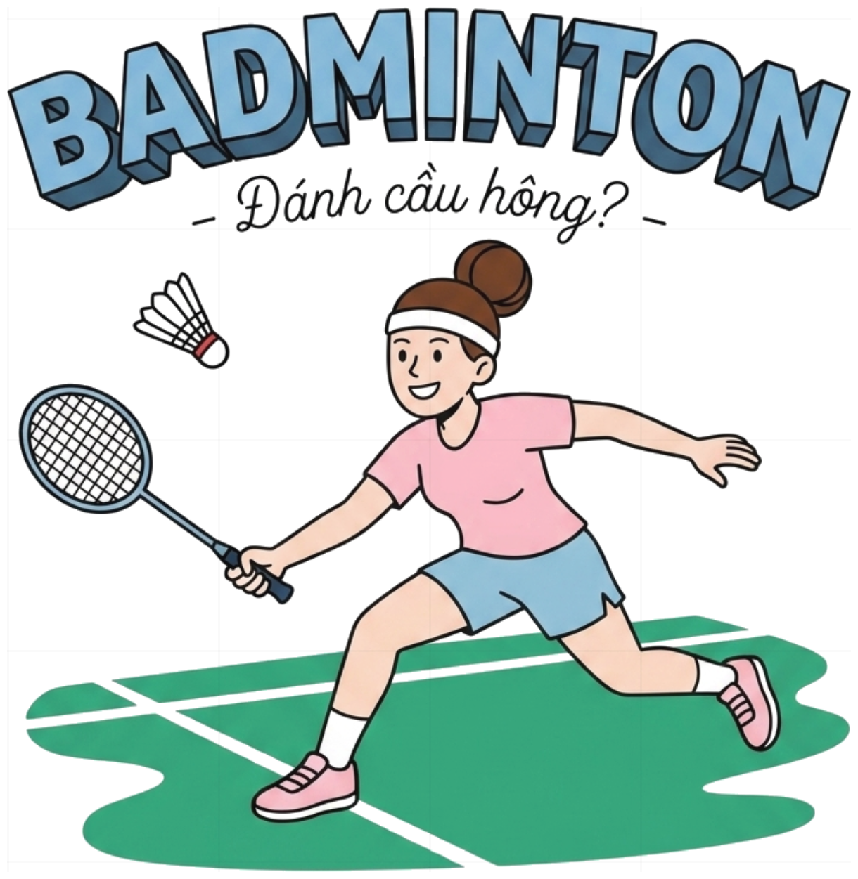 Áo thun tay lỡ unisex VNXK HAMCHOI Trắng form rộng oversize cotton Badminton Sporty Tee - 090726-14-41-CTM